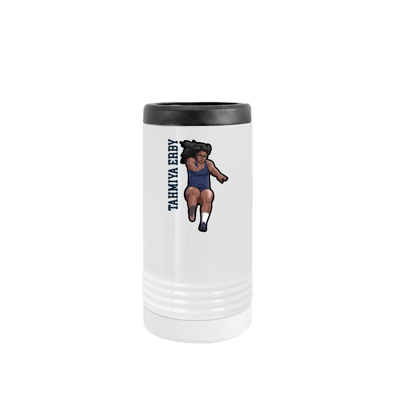 Slim Beverage Holder — Name Vertical in White