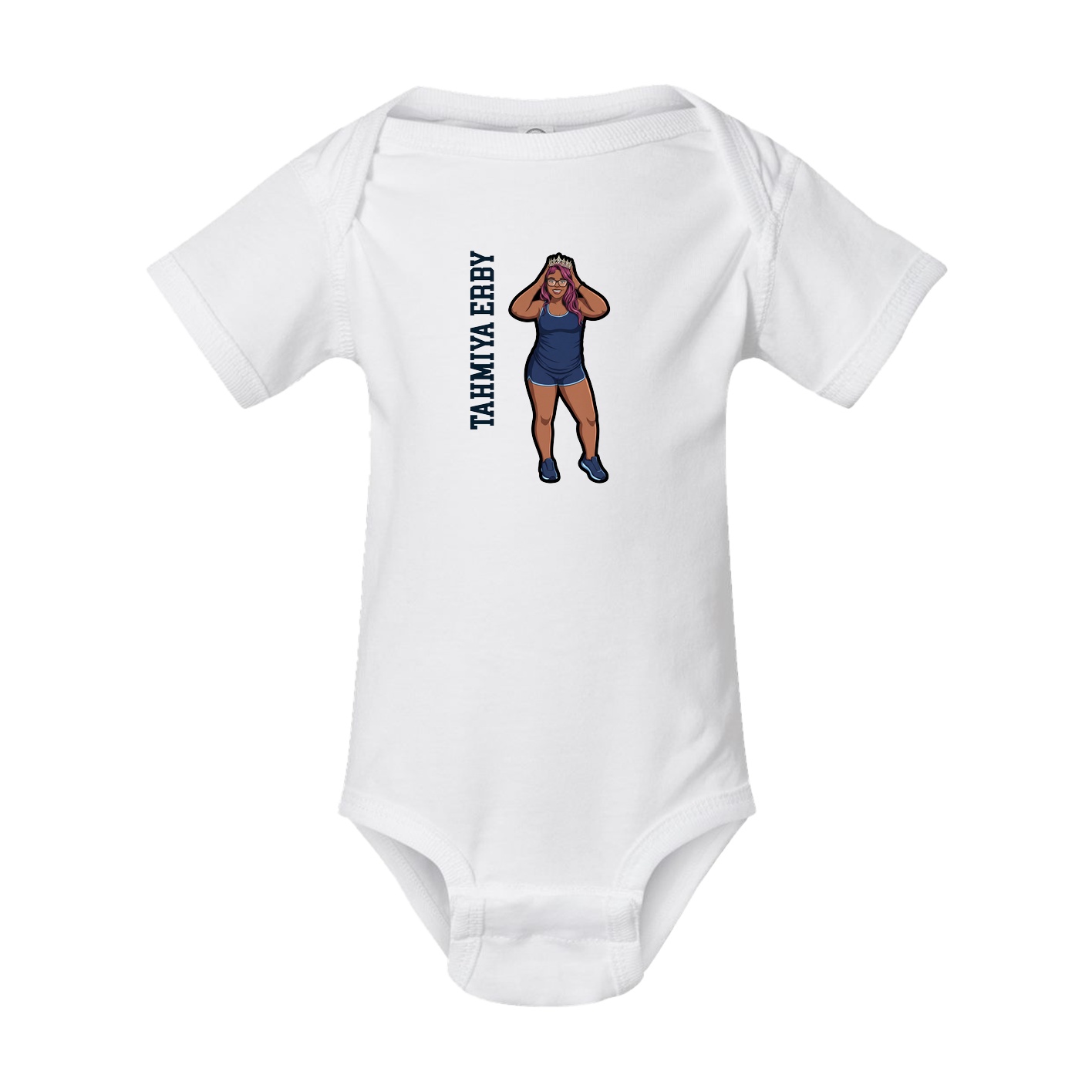 Baby Onesie — Name Vertical in White