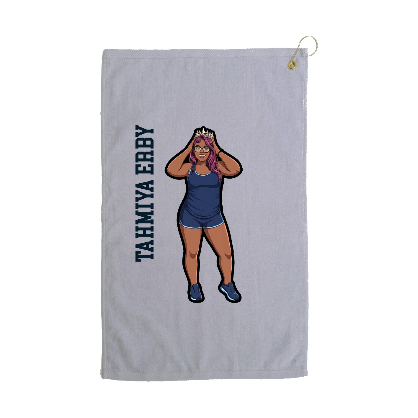 Golf Towel — Name Vertical in Grey