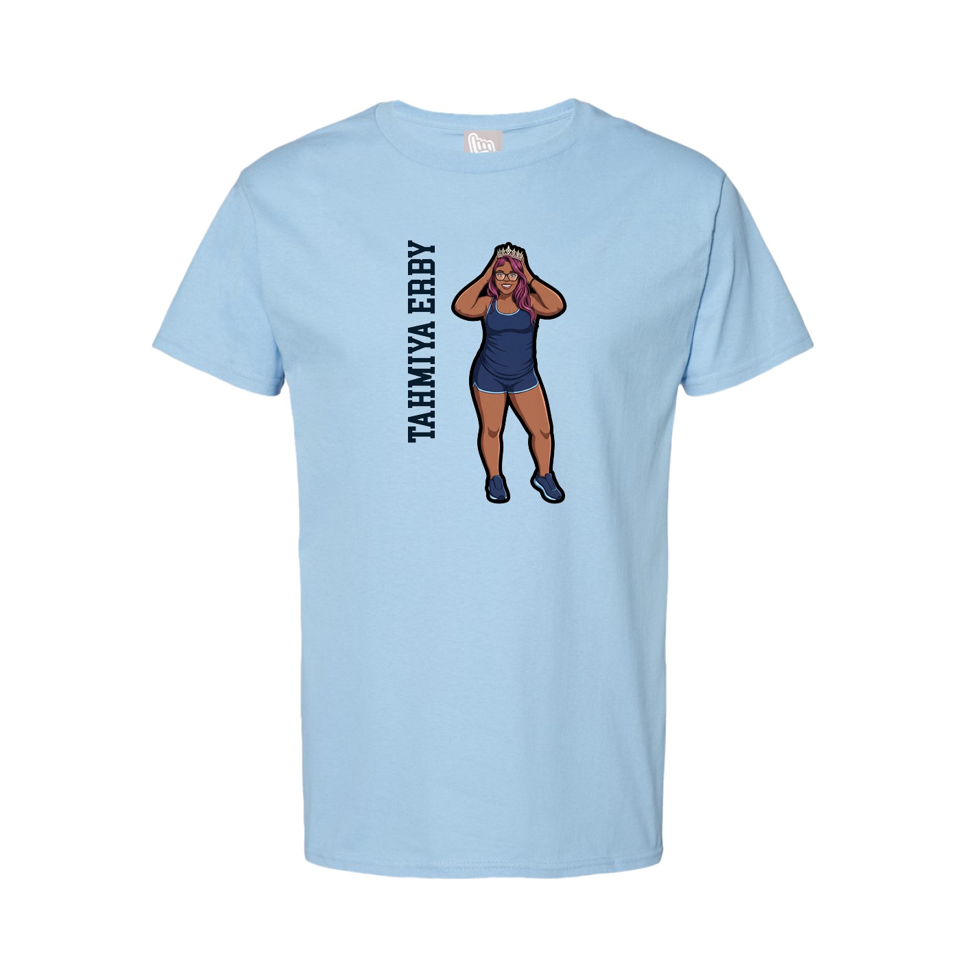 Tee — Name Vertical in Light Blue