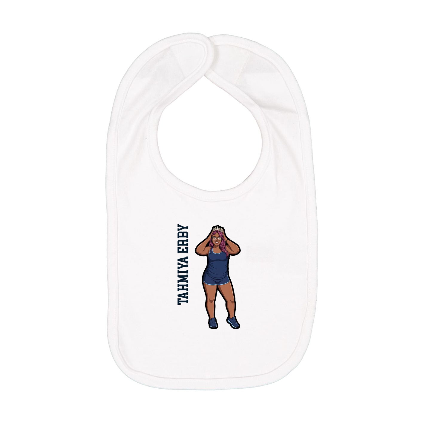 Infant Bib — Name Vertical in White