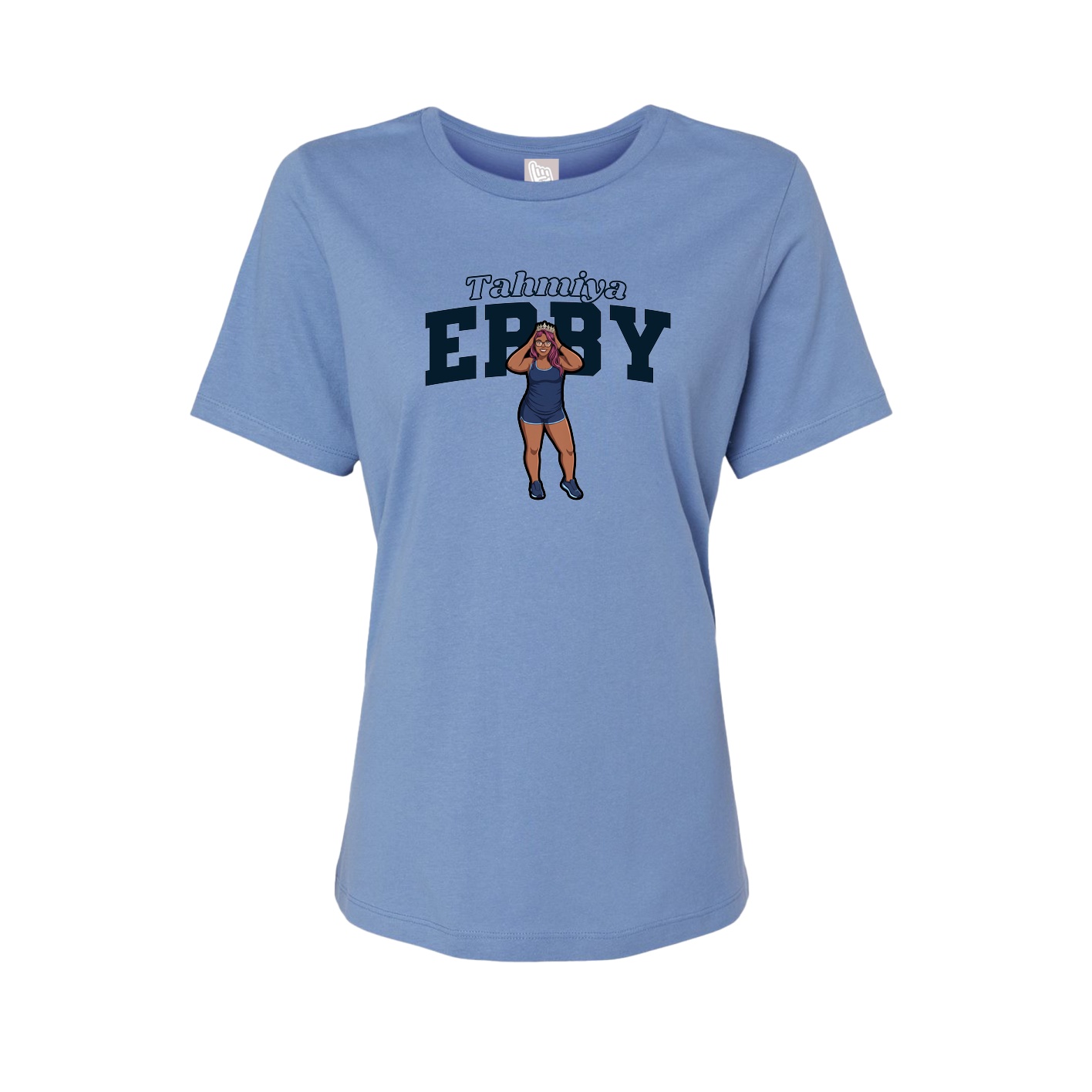Fitted Women's Tee — Name Arch in Powder Blue