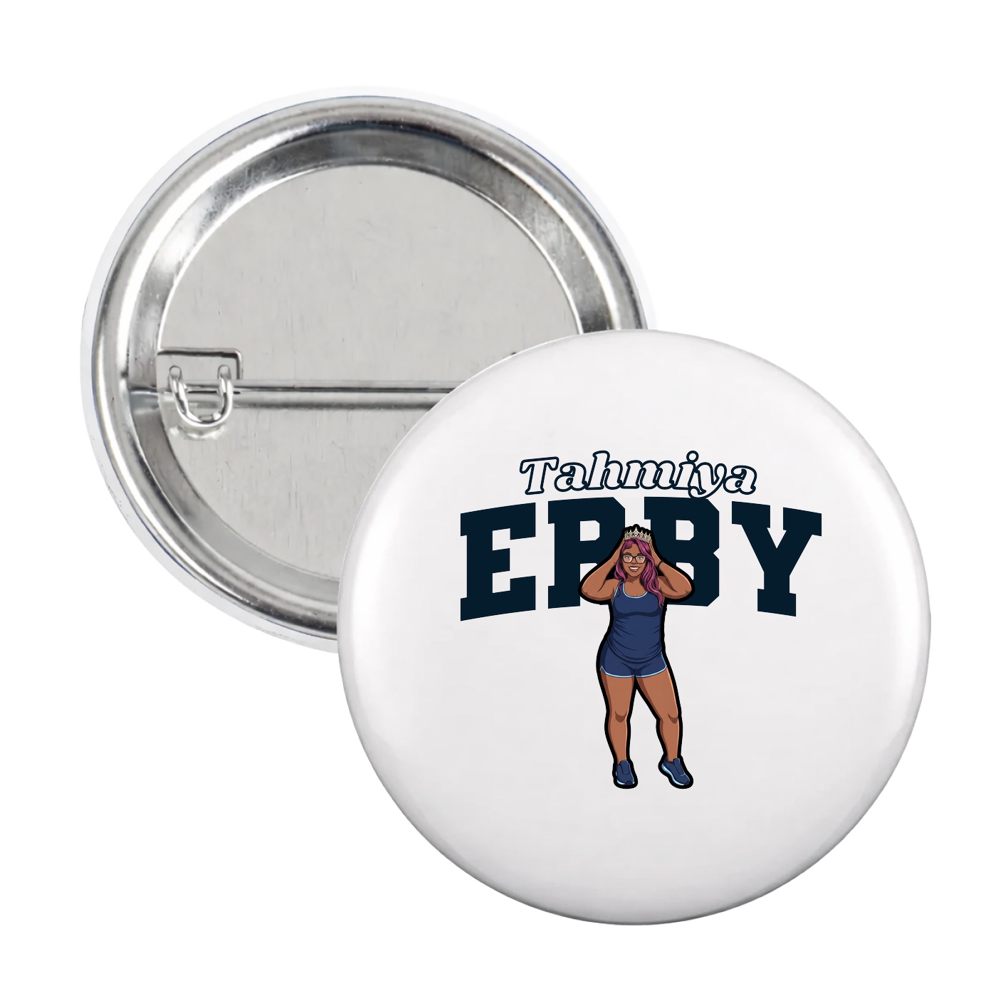 Game Day Button — Name Arch in White