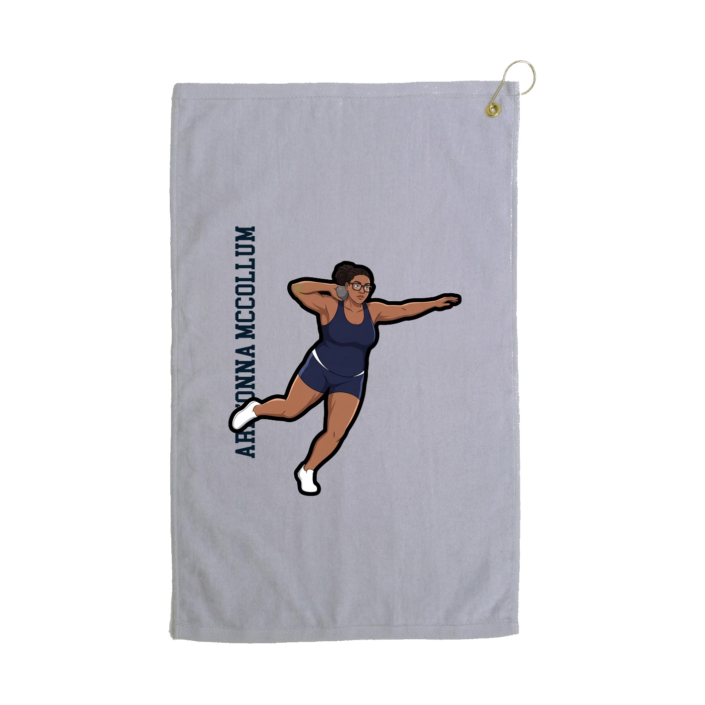 Golf Towel — Name Vertical in Grey