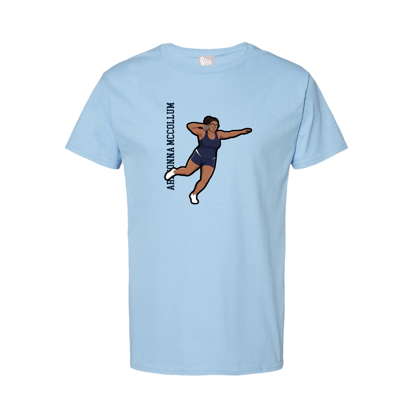 Tee — Name Vertical in Light Blue