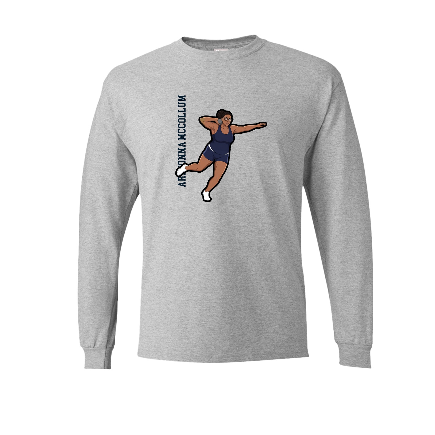 Long Sleeve Tee — Name Vertical in Grey