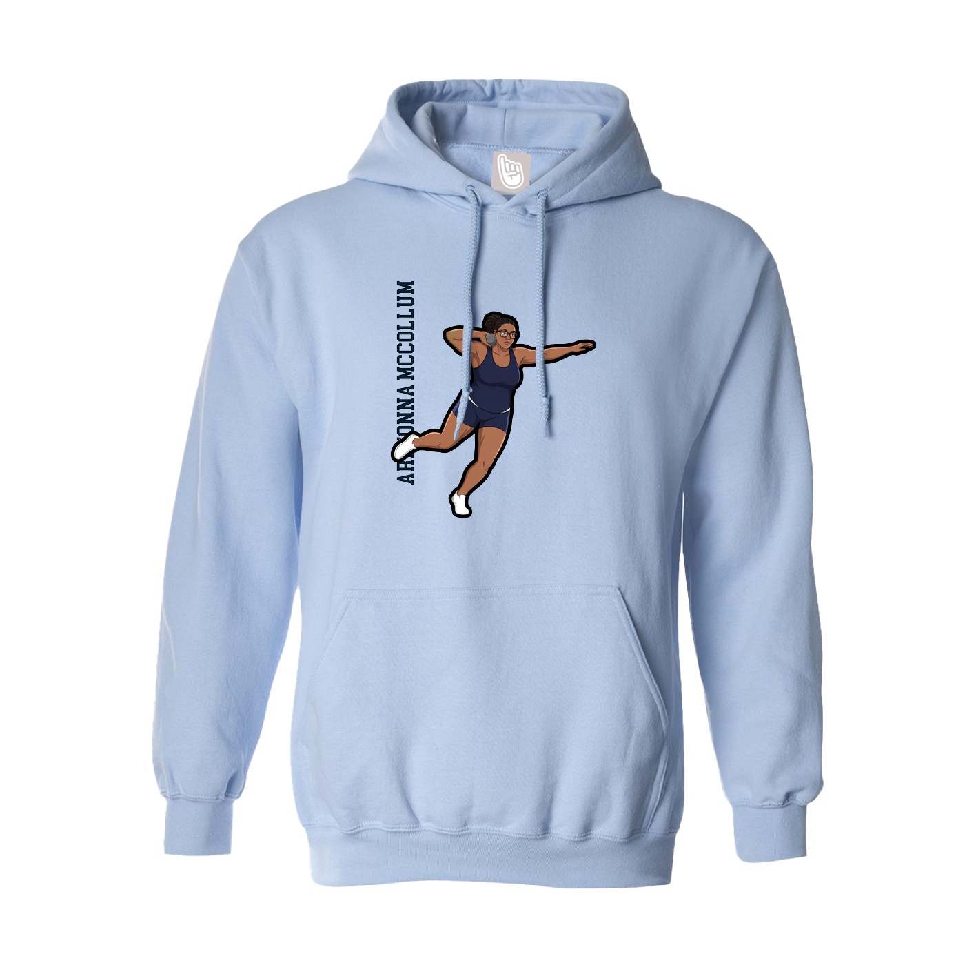 Hoodie — Name Vertical in Light Blue