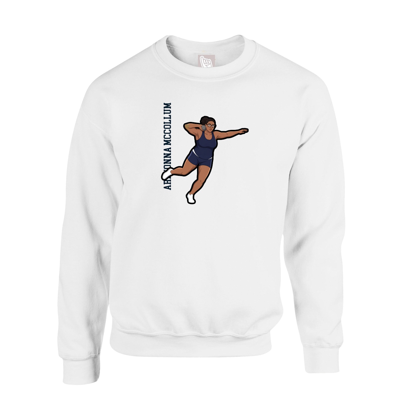 Fleece Crew — Name Vertical in White