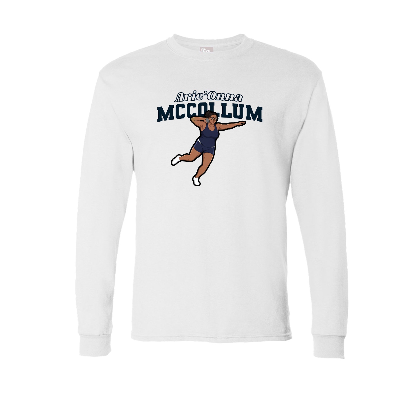 Long Sleeve Tee — Name Arch in White