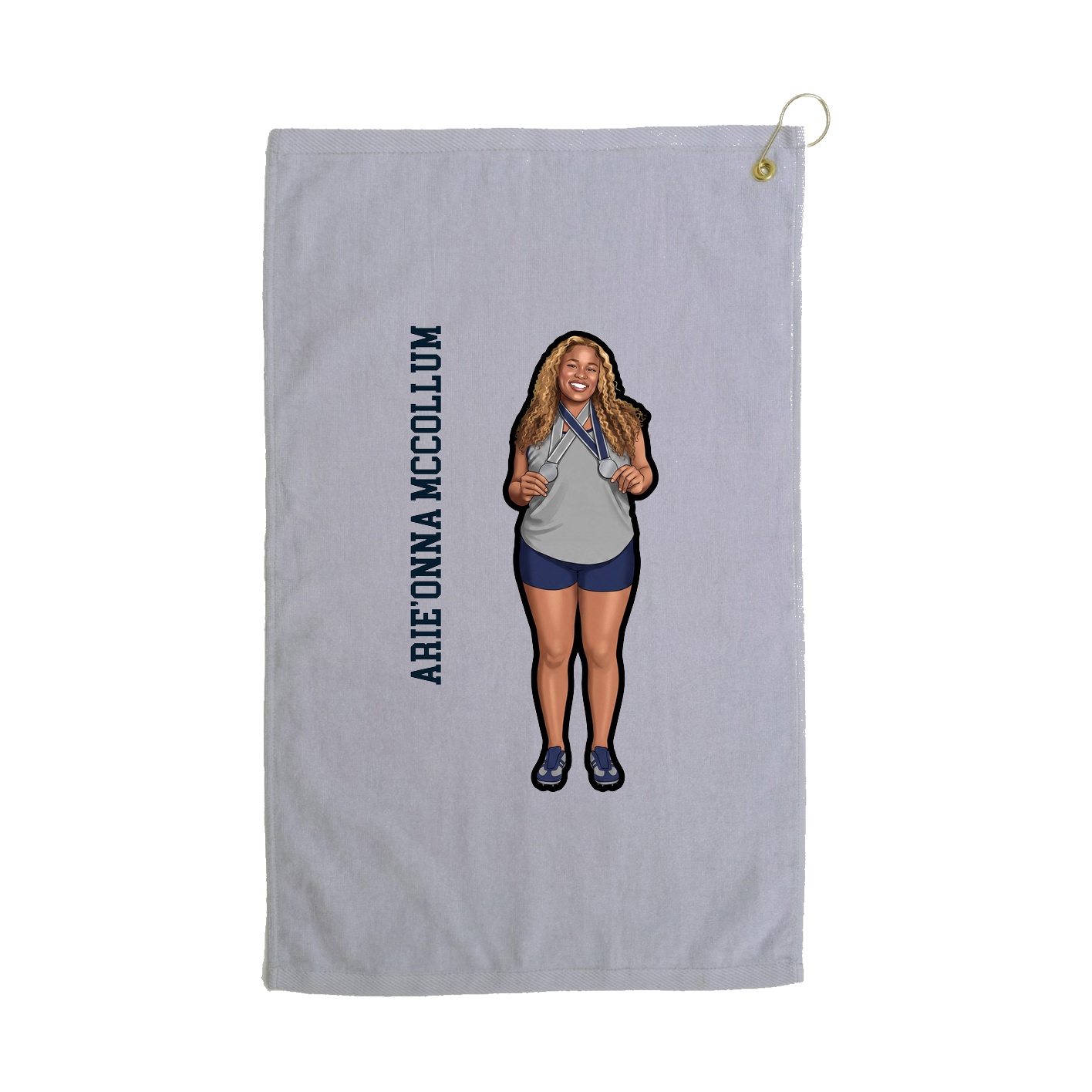 Golf Towel — Name Vertical in Grey