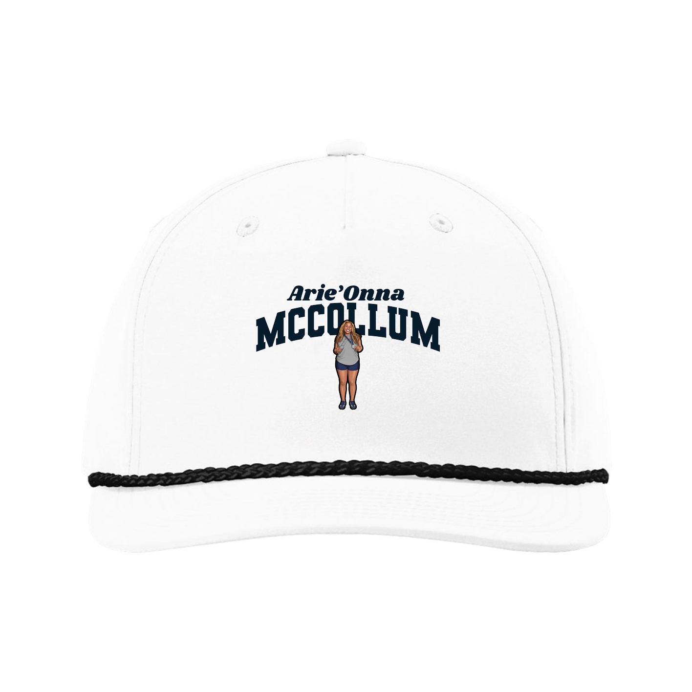 Five-Panel Classic Rope Cap — Signature Arch in White