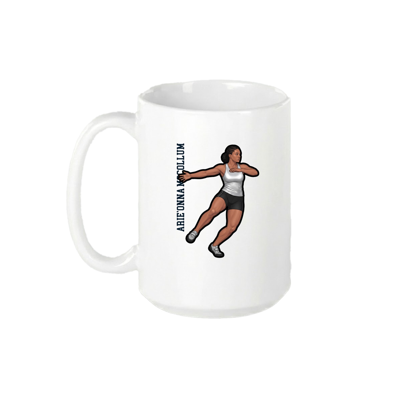 15oz Coffee Mug — Name Vertical in White