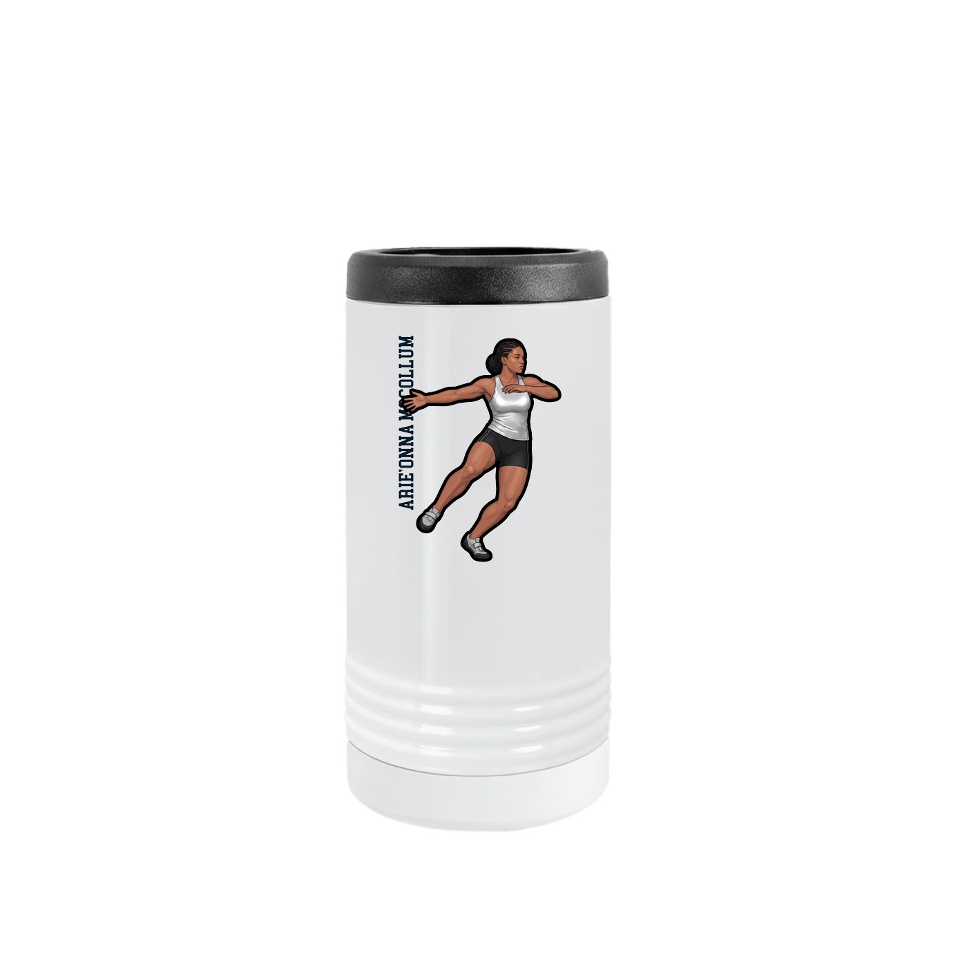 Slim Beverage Holder — Name Vertical in White