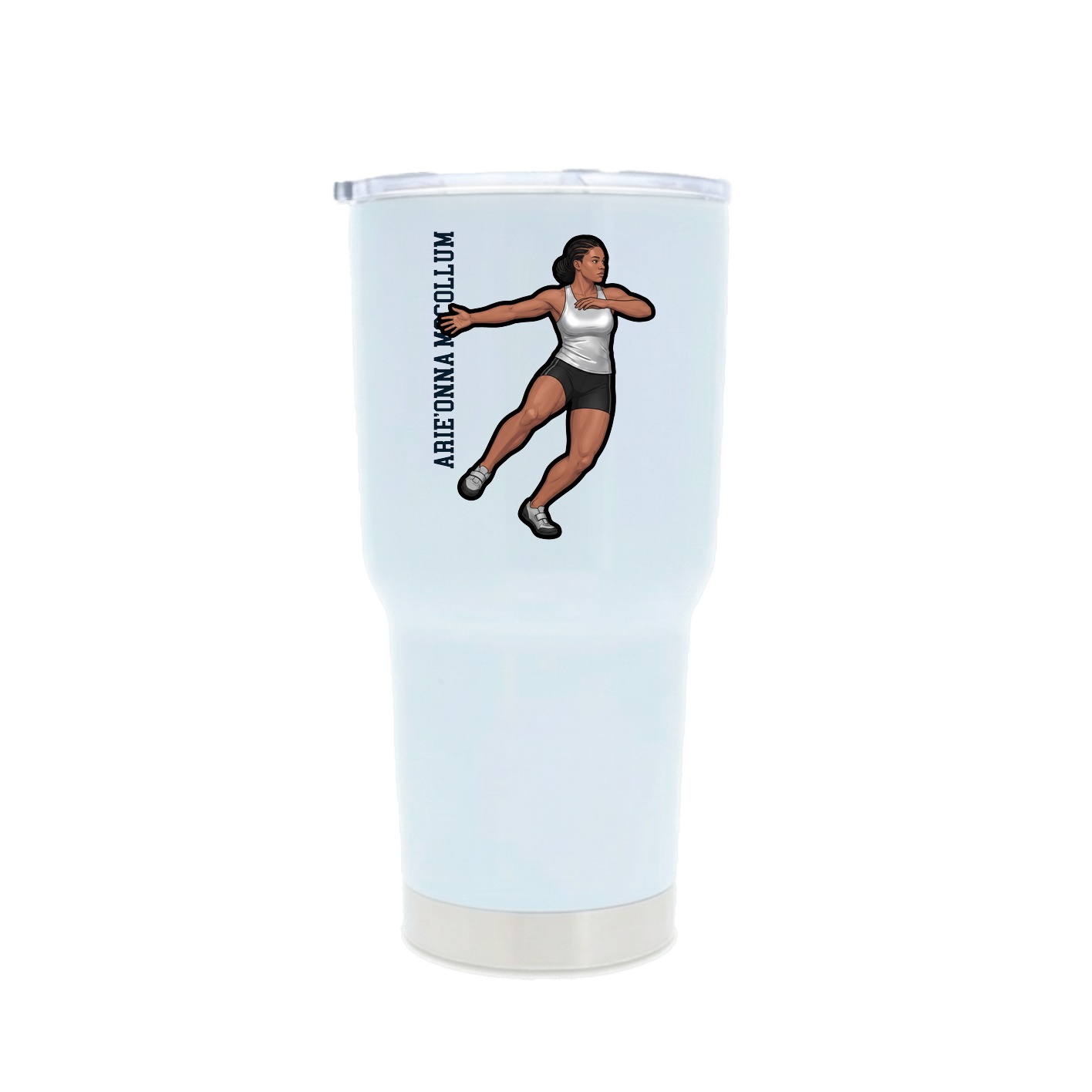 30oz Stainless Steel Tumbler — Name Vertical in White