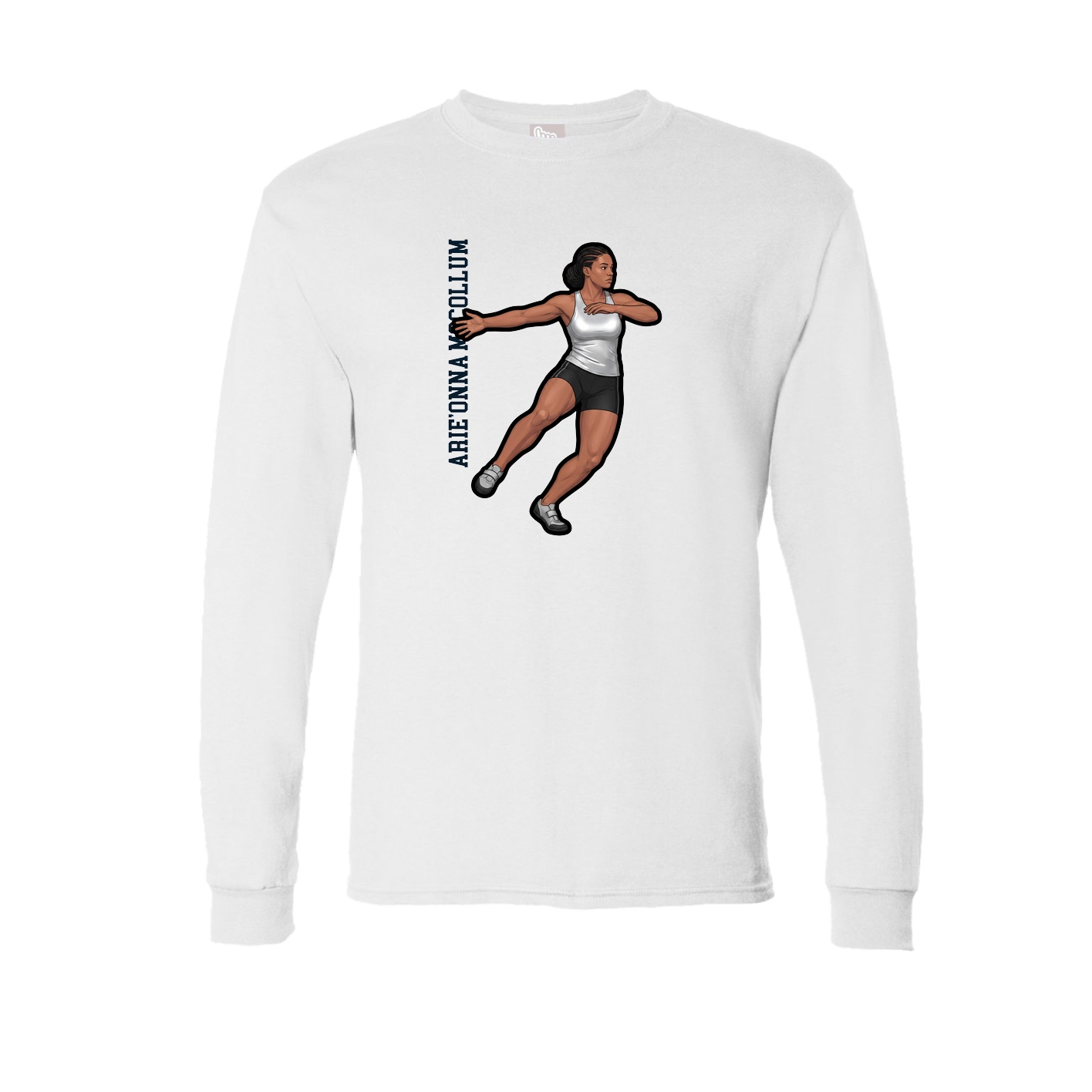 Long Sleeve Tee — Name Vertical in White