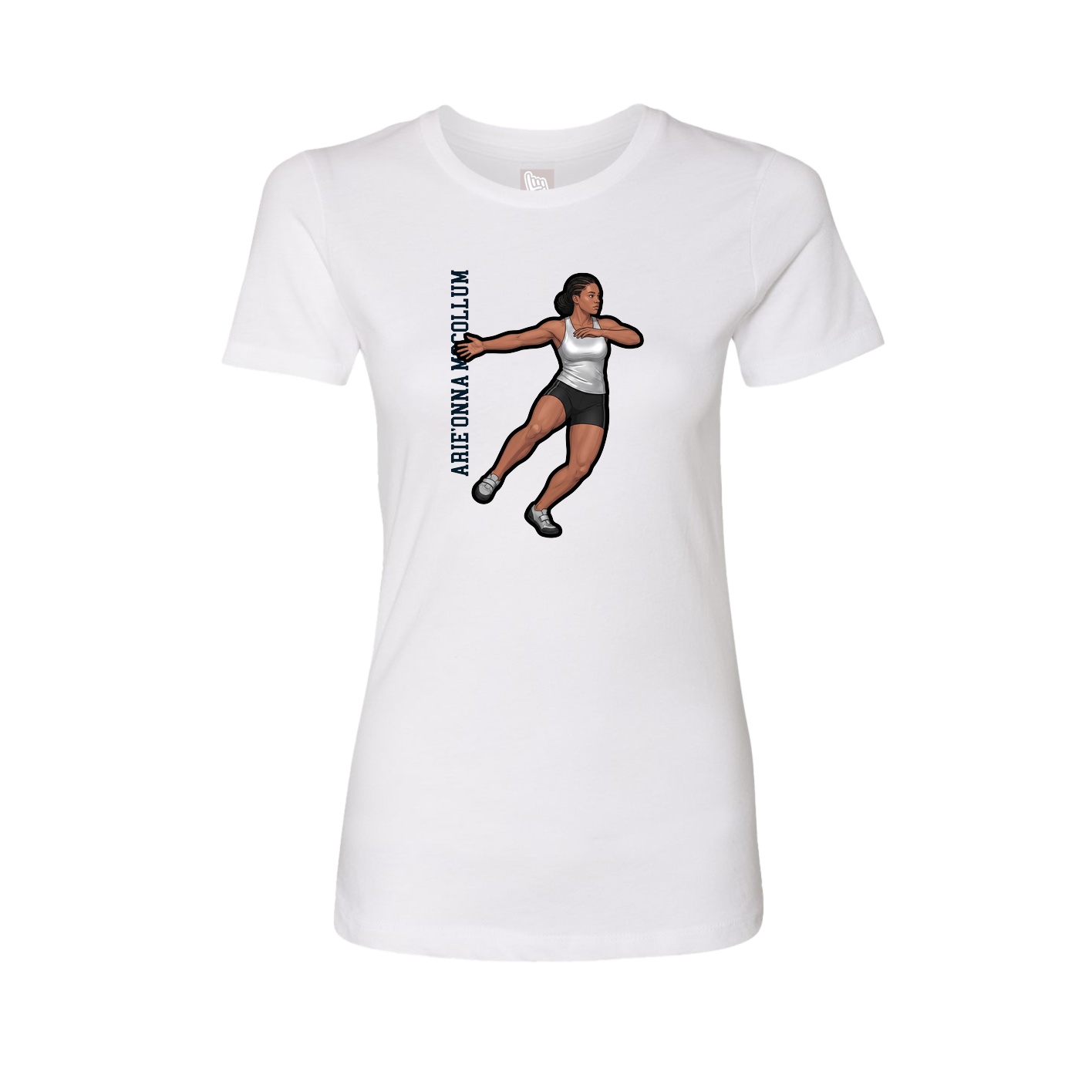Womens Tee — Name Vertical in White