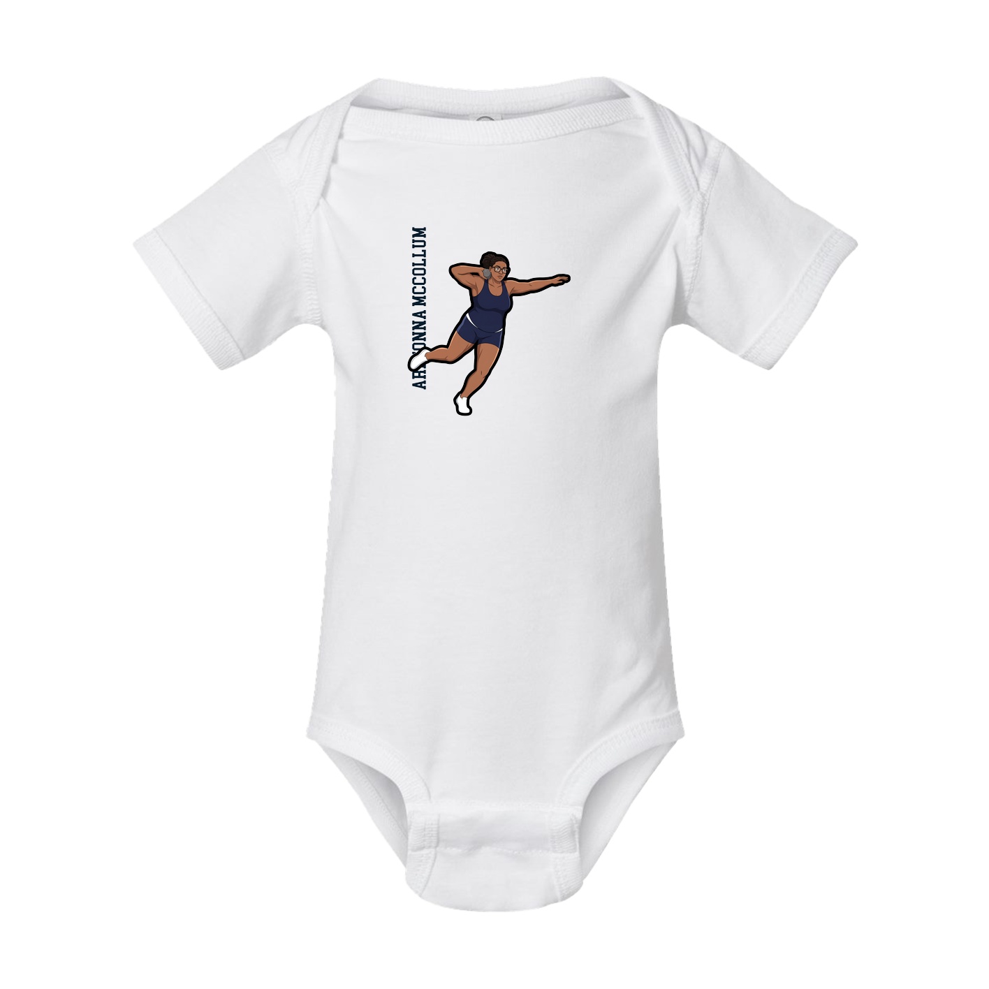 Baby Onesie — Name Vertical in White