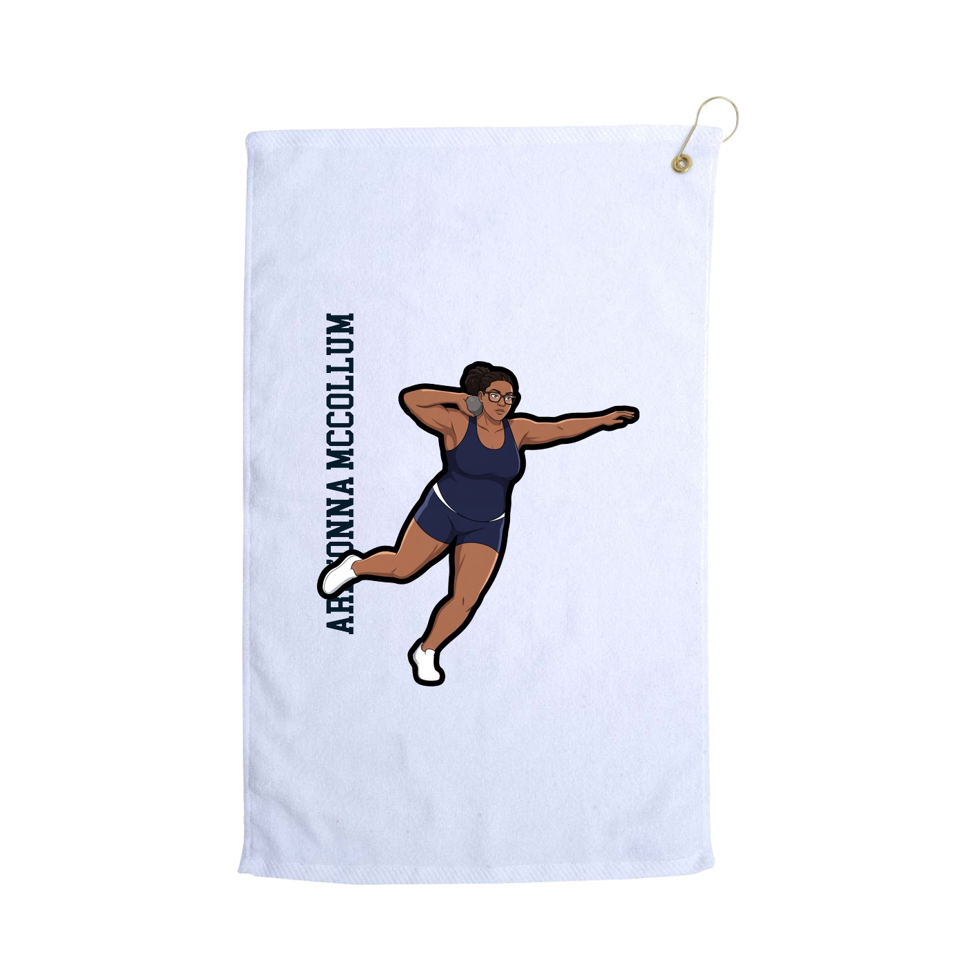 Golf Towel — Name Vertical in White