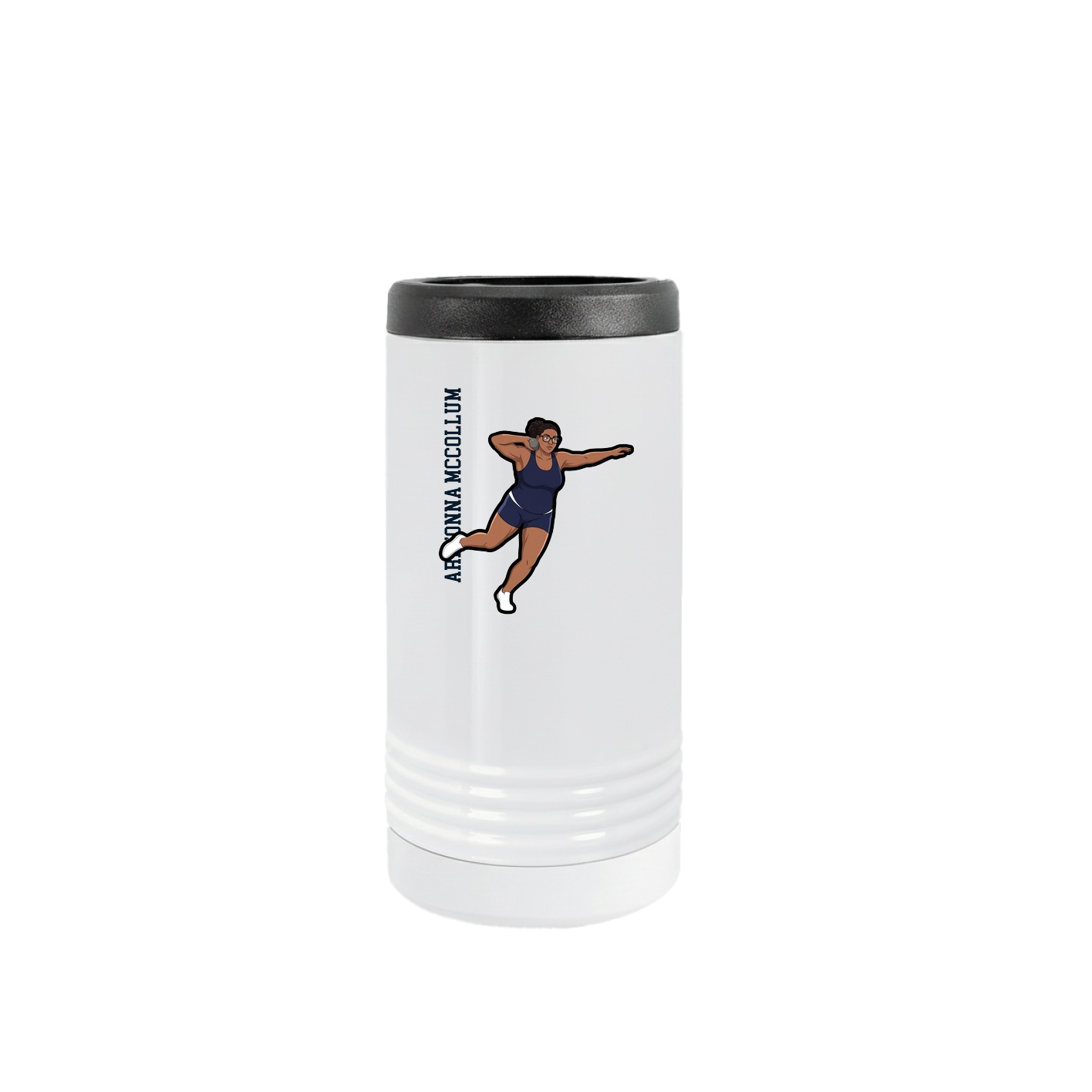 Slim Beverage Holder — Name Vertical in White
