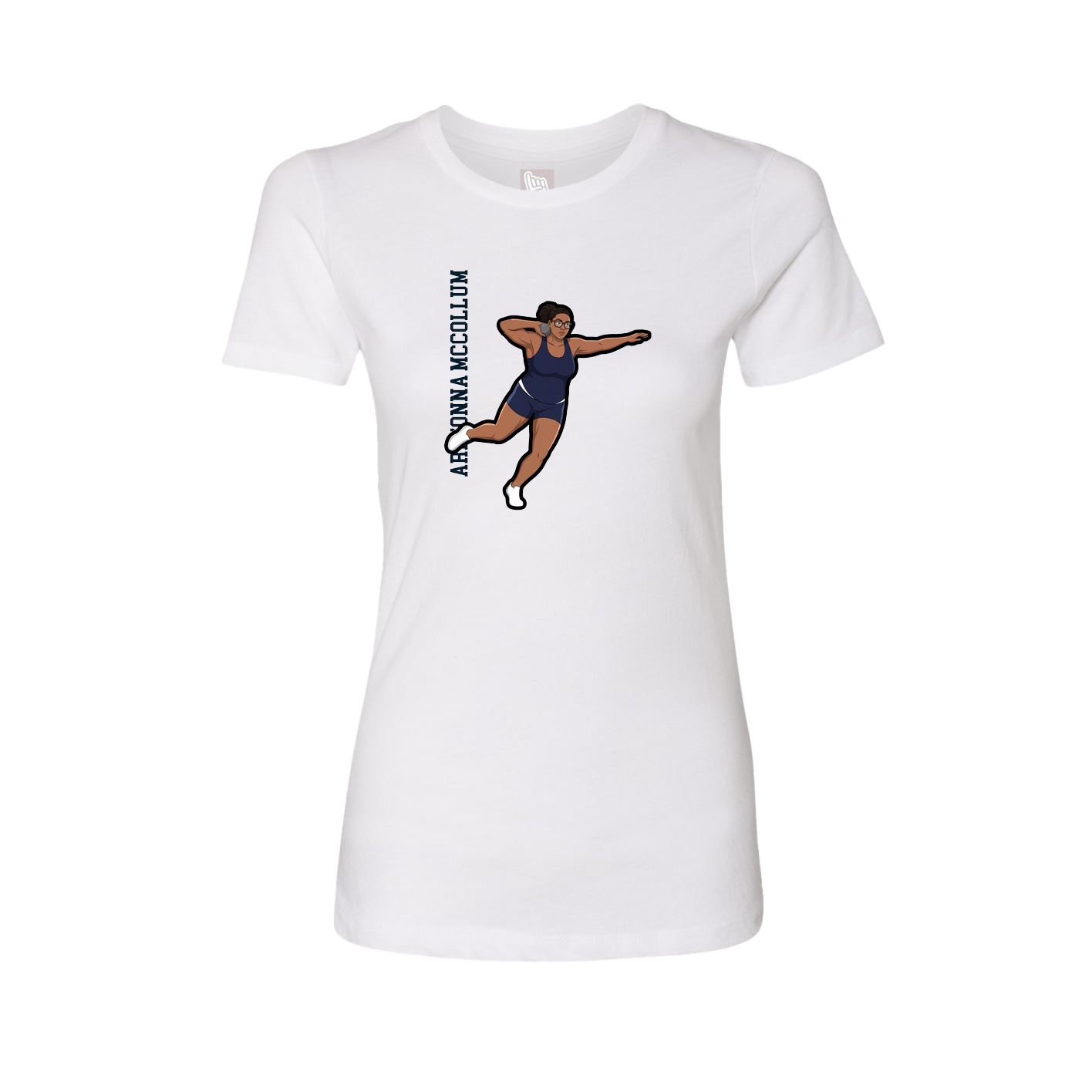 Fitted Women's Tee — Name Vertical in White