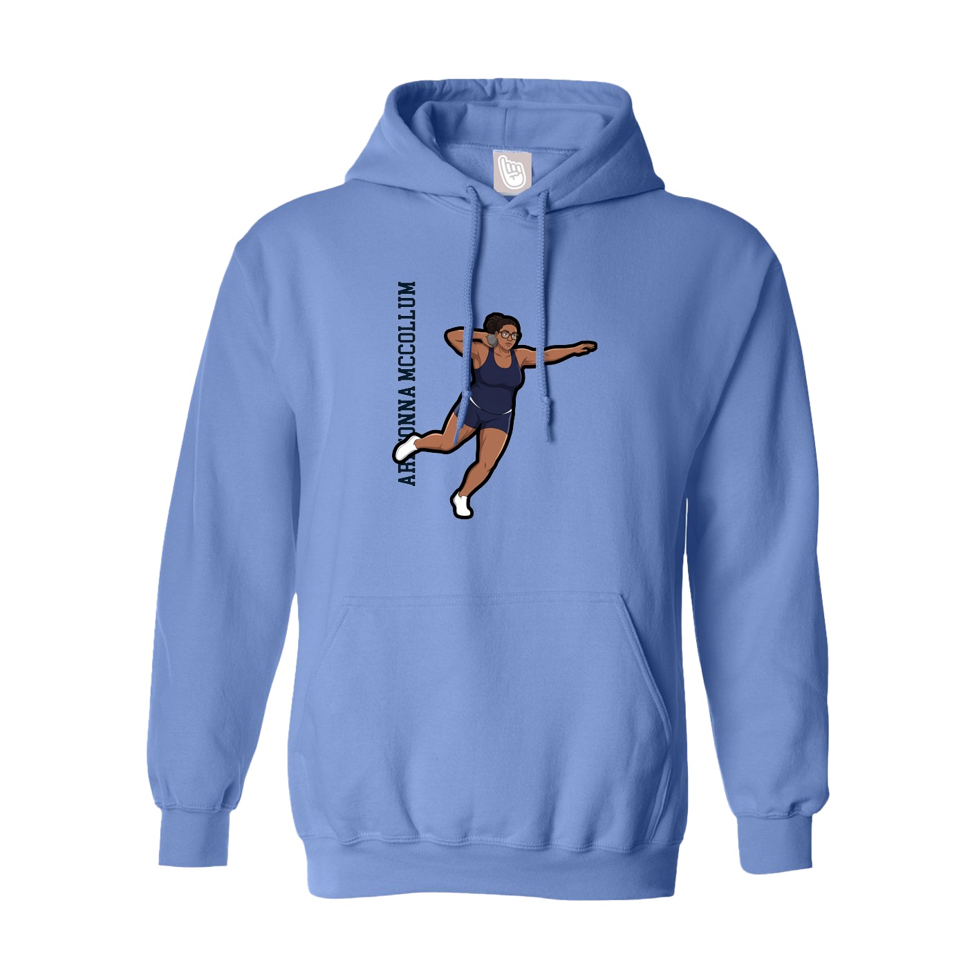 Youth Hoodie — Name Vertical in Powder Blue