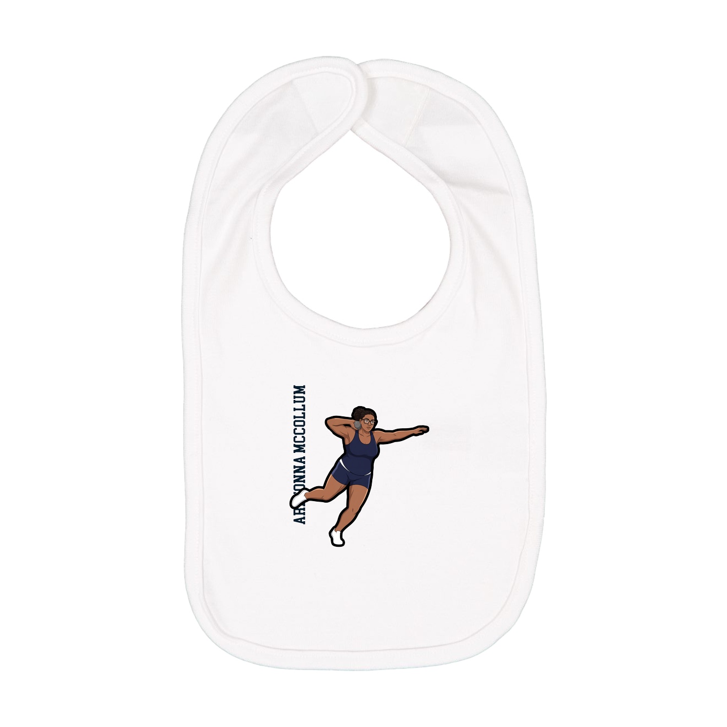 Infant Bib — Name Vertical in White