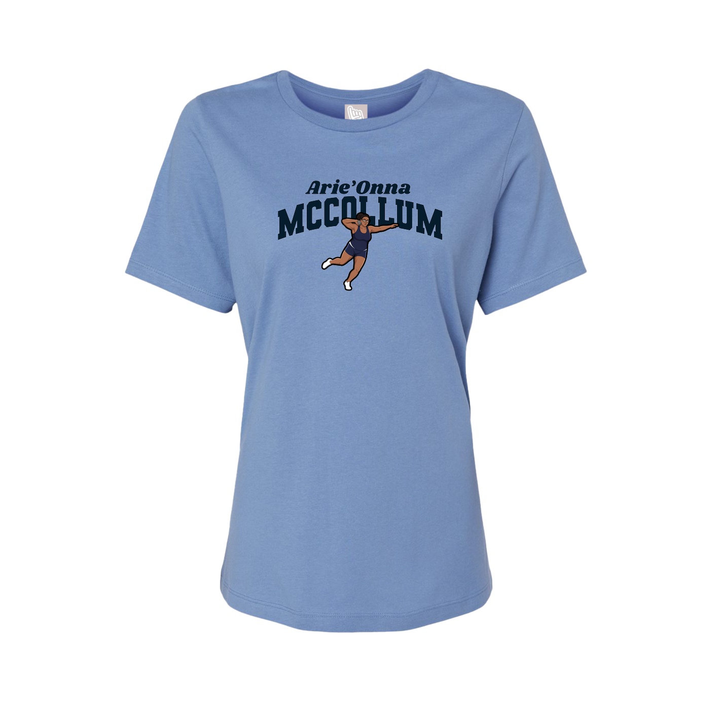 Fitted Women's Tee — Signature Arch in Powder Blue
