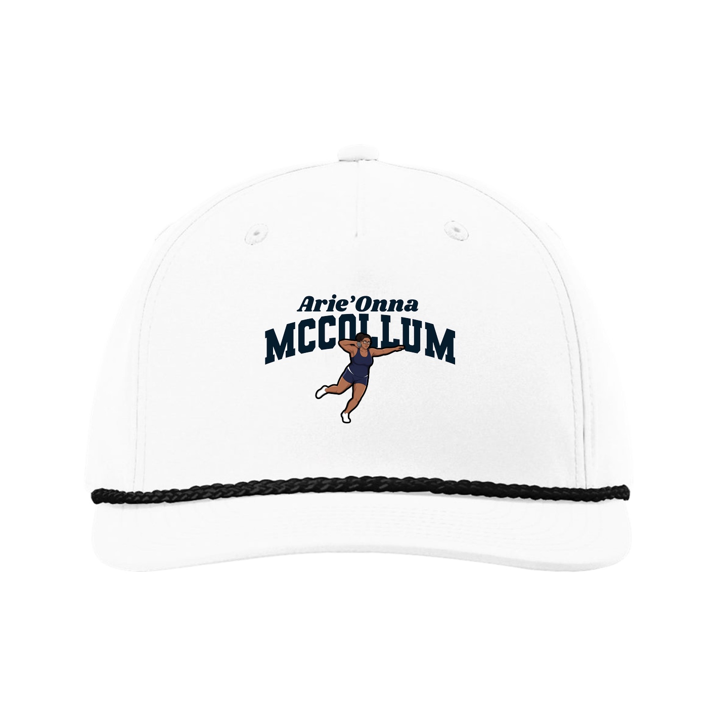 Five-Panel Classic Rope Cap — Signature Arch in White