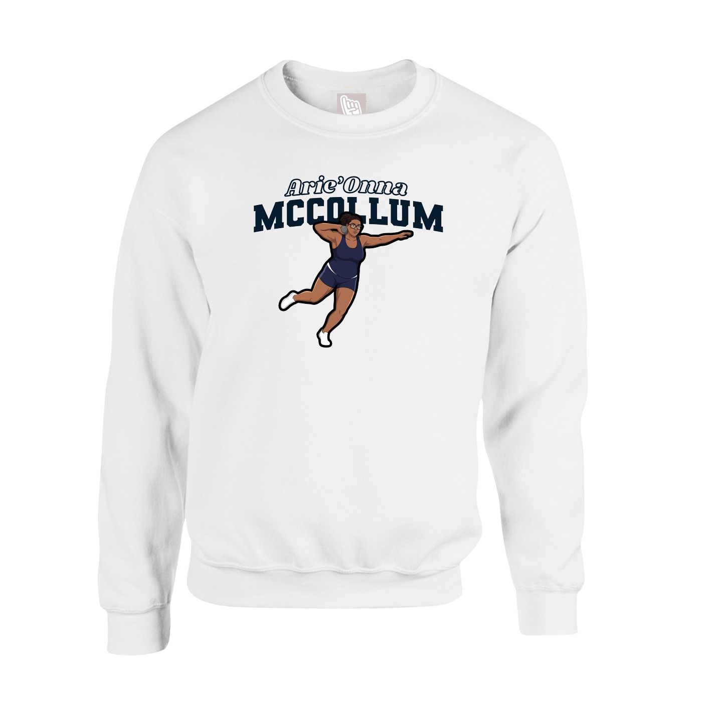 Fleece Crew — Name Arch in White