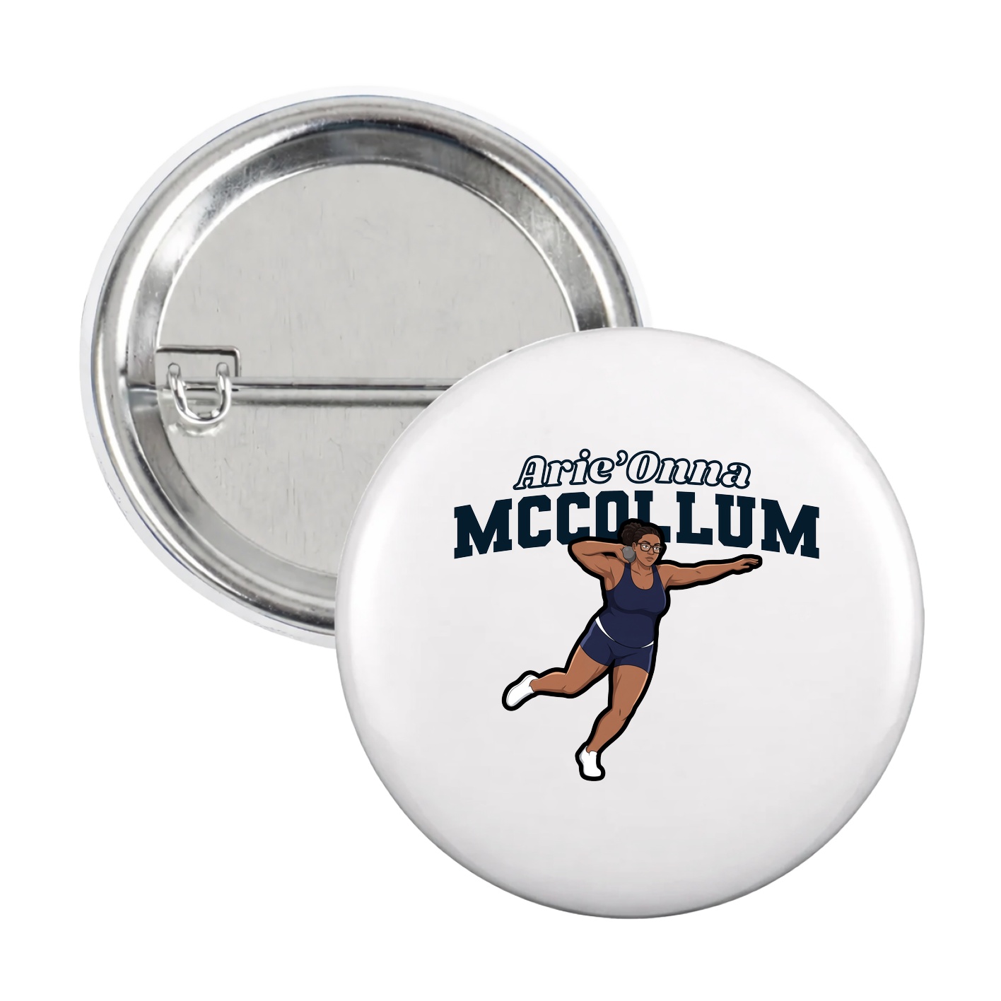 Game Day Button — Name Arch in White
