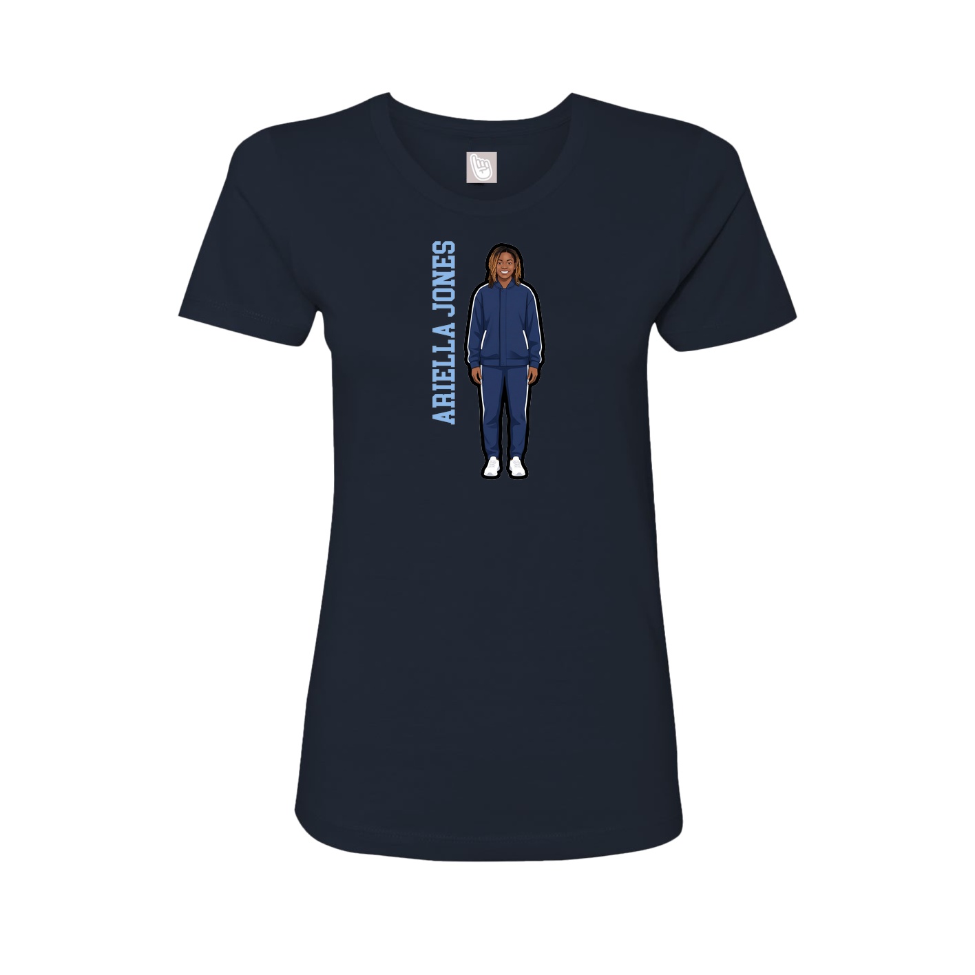 Fitted Women's Tee — Name Vertical in Navy