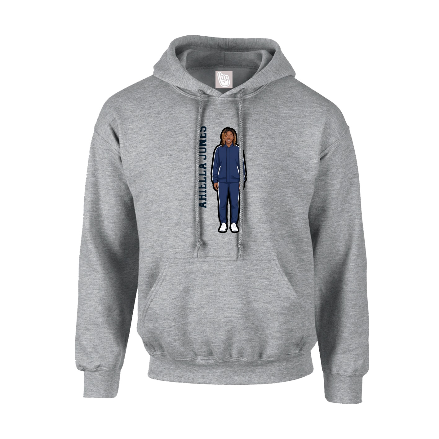 Youth Hoodie — Name Vertical in Grey
