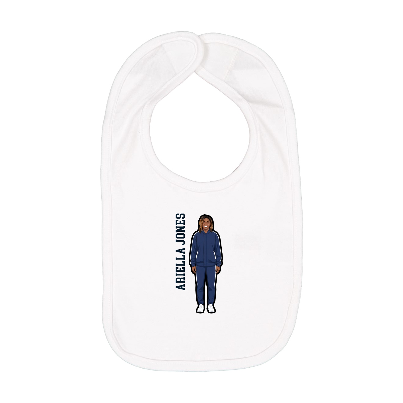 Infant Bib — Name Vertical in White