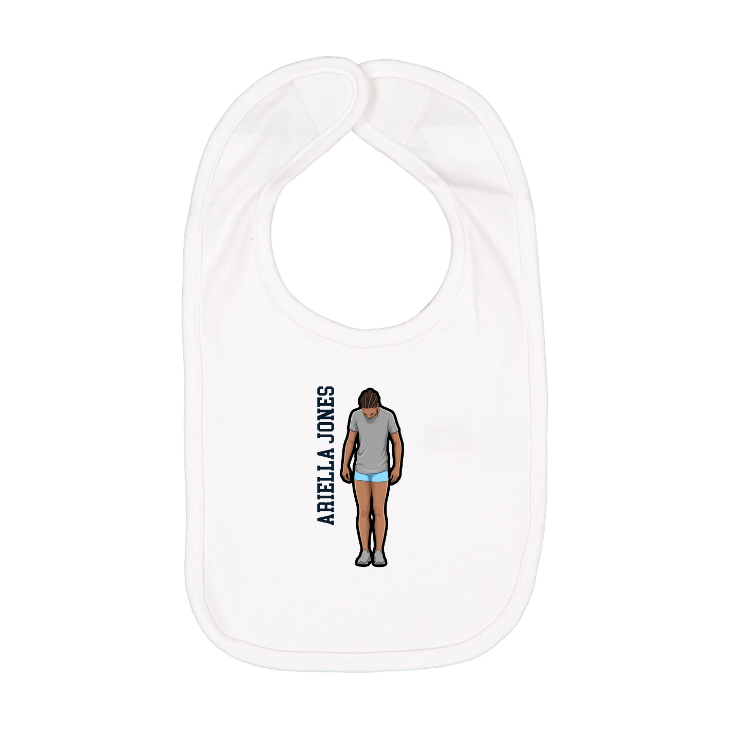 Infant Bib — Name Vertical in White