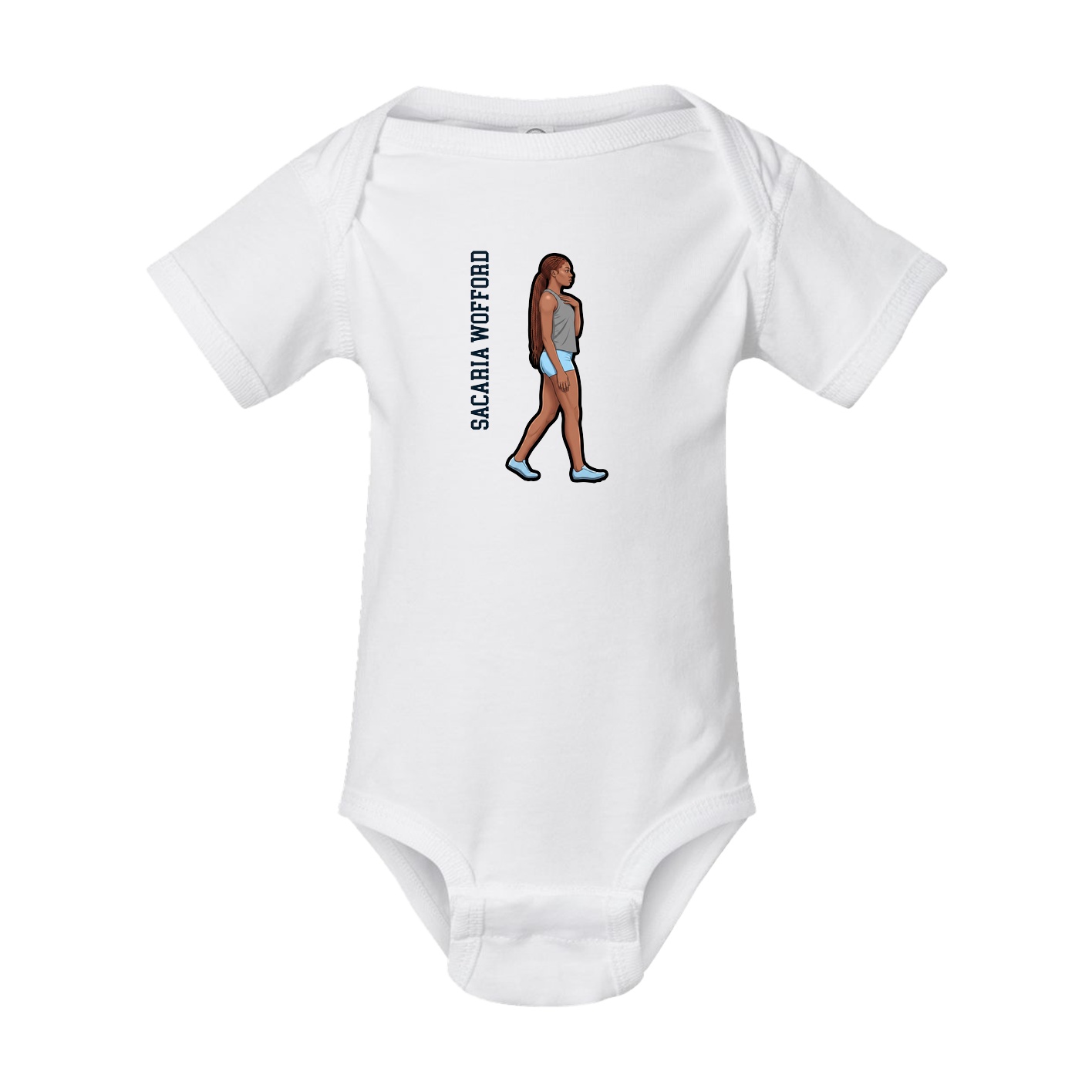 Baby Onesie — Name Vertical in White