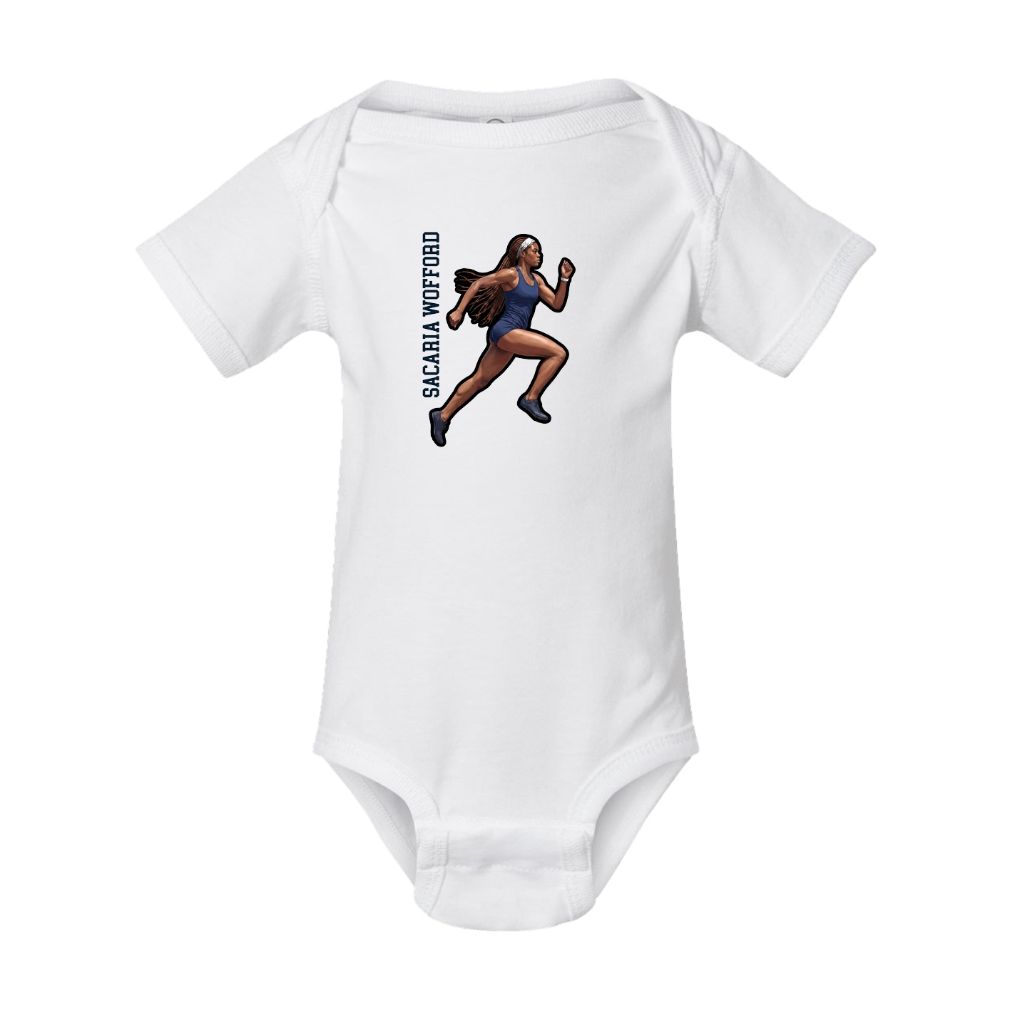 Baby Onesie — Name Vertical in White