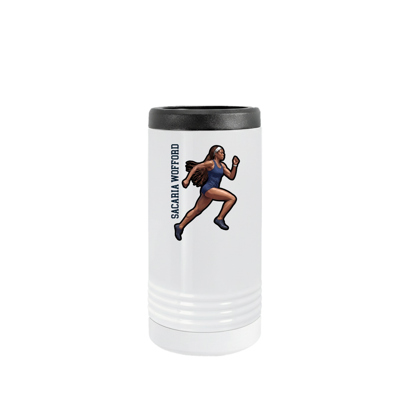 Slim Beverage Holder — Name Vertical in White