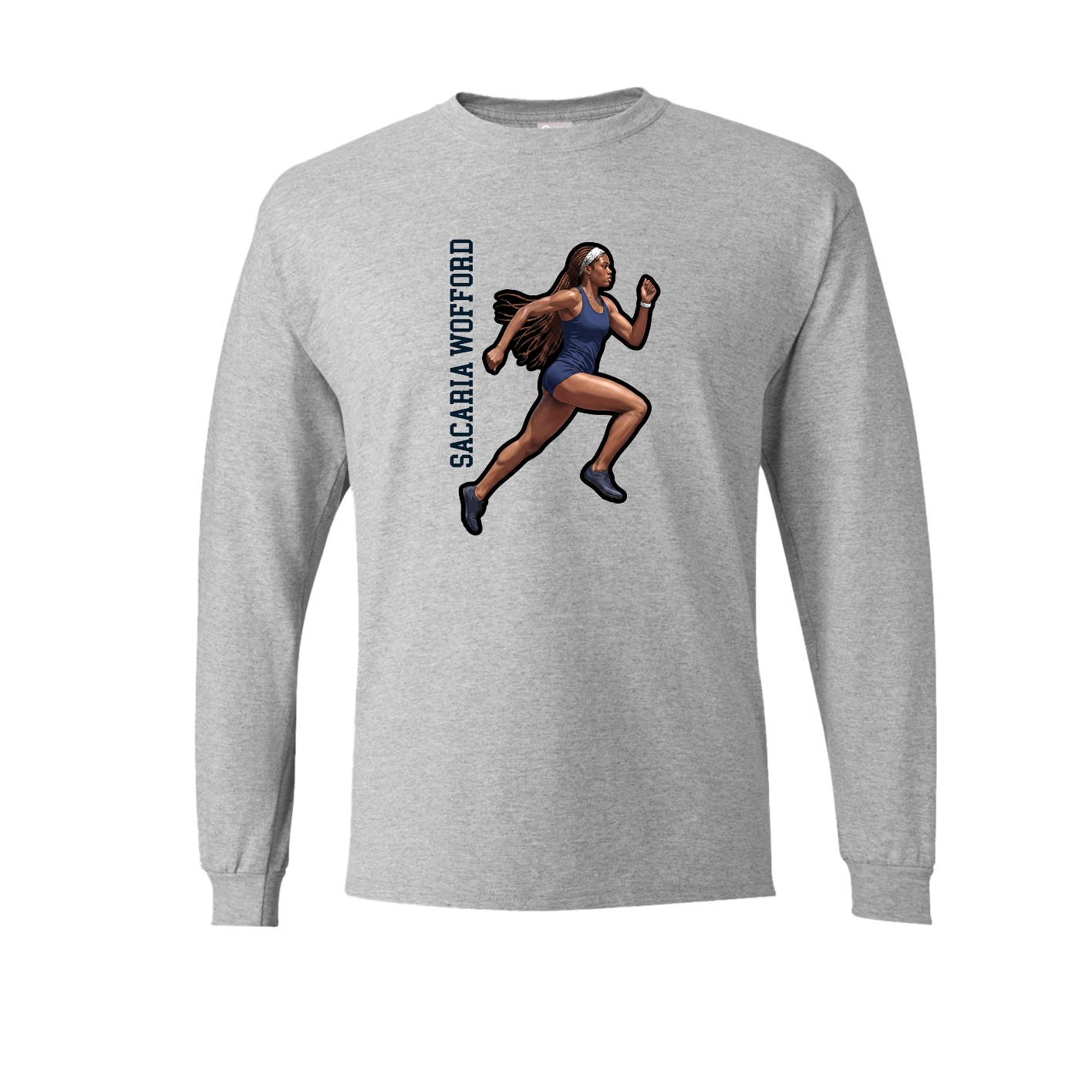 Long Sleeve Tee — Name Vertical in Grey
