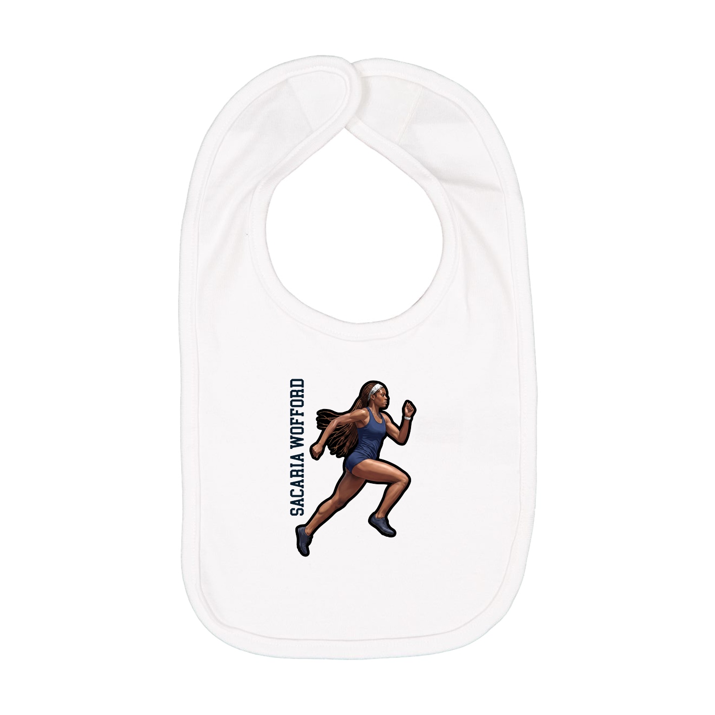 Infant Bib — Name Vertical in White