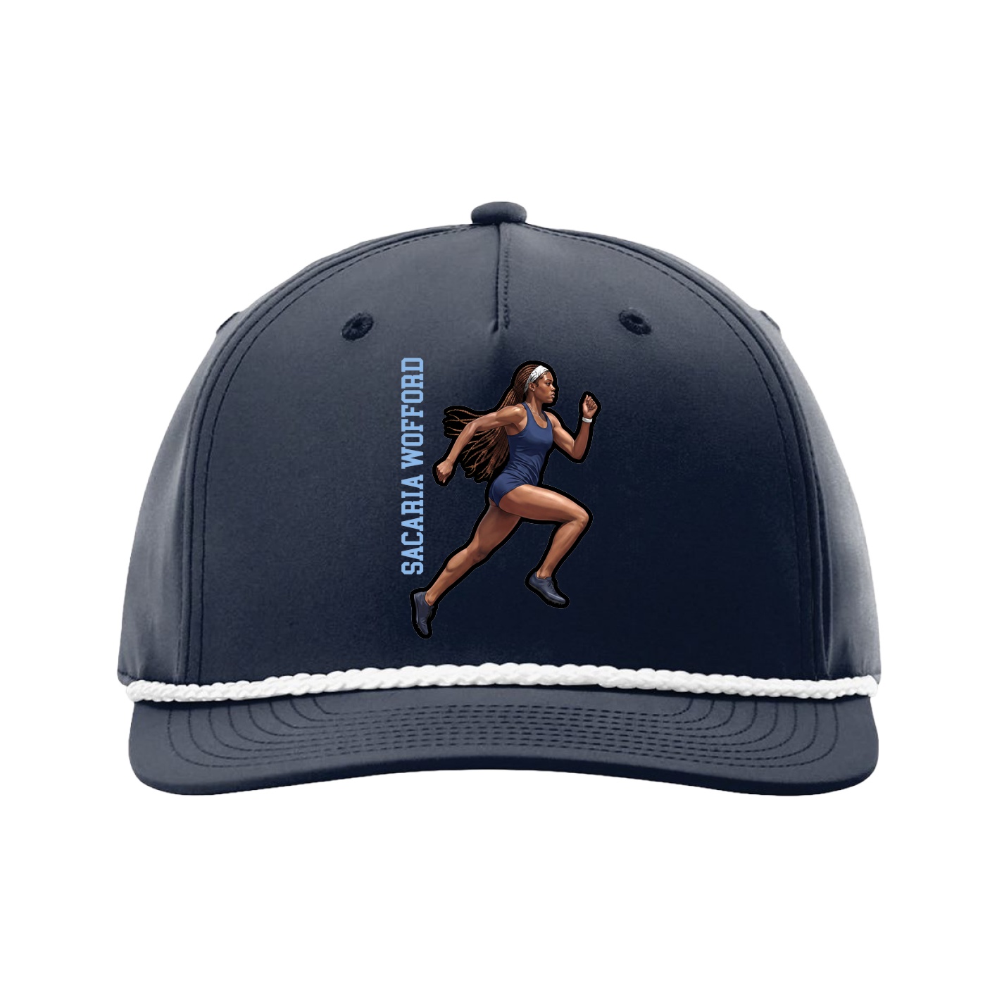 Five-Panel Classic Rope Cap — Name Vertical in Navy