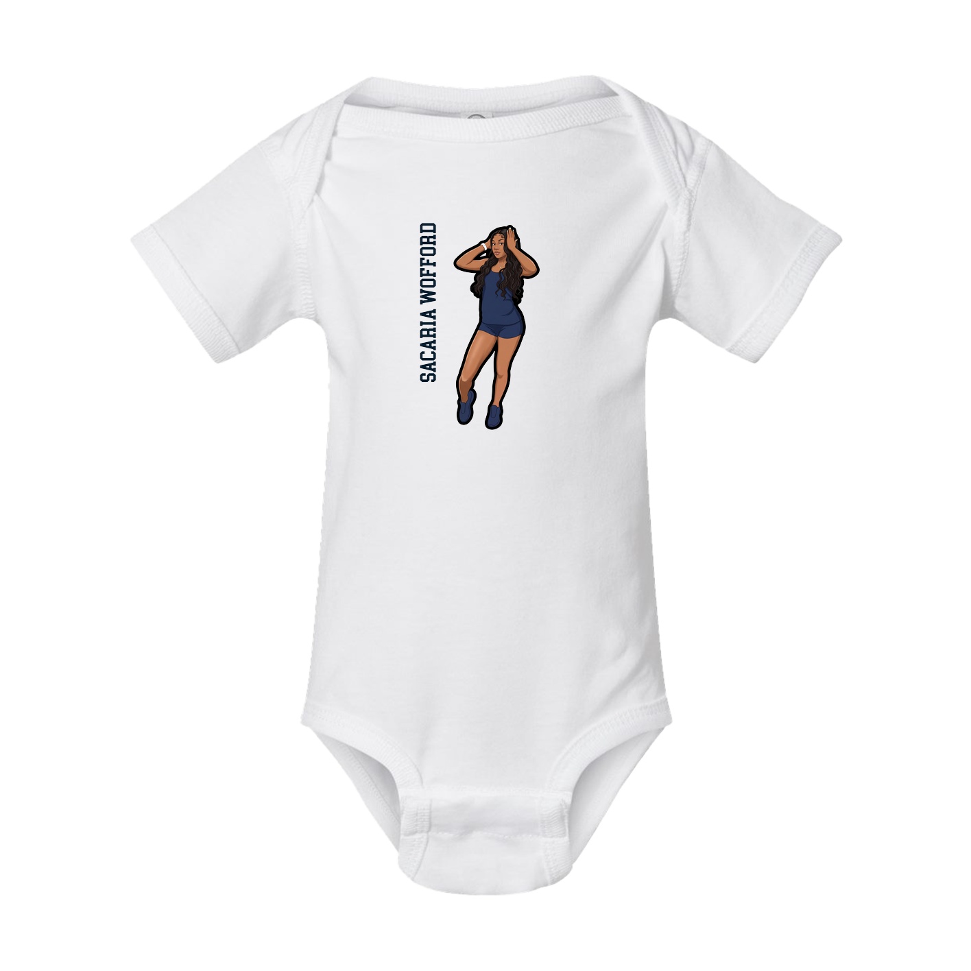 Baby Onesie — Name Vertical in White