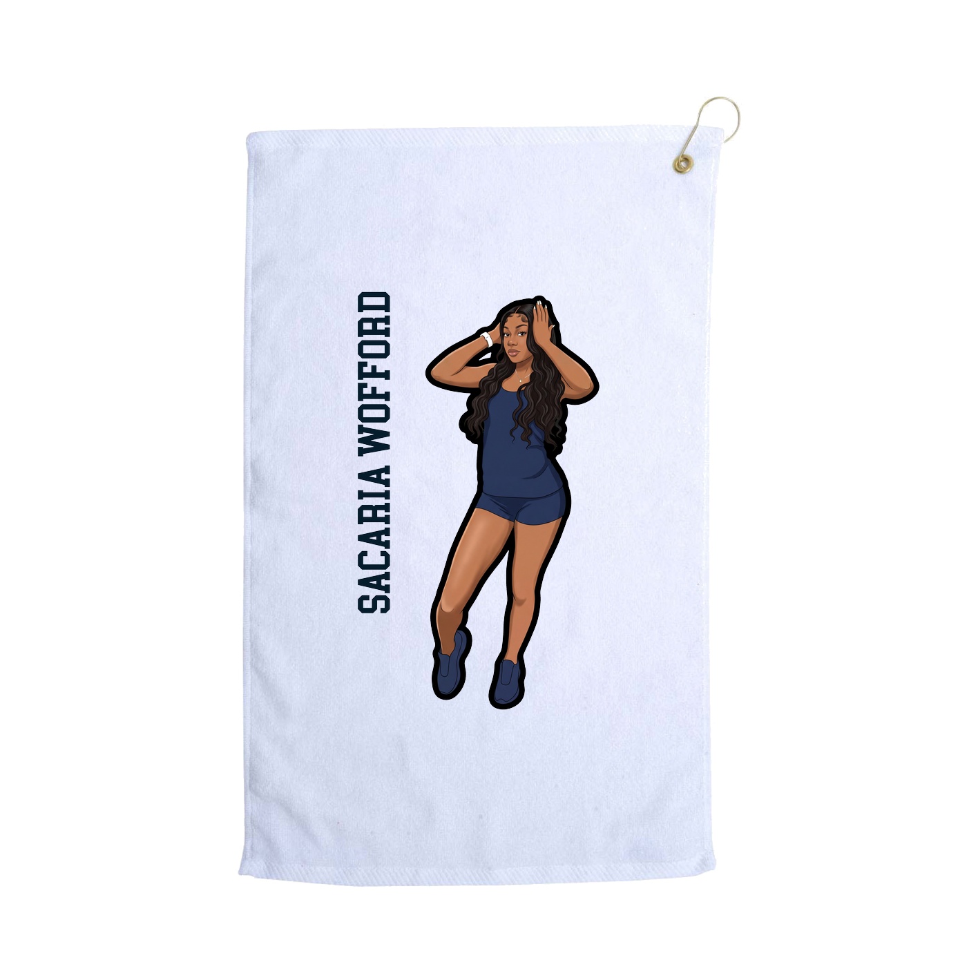 Golf Towel — Name Vertical in White