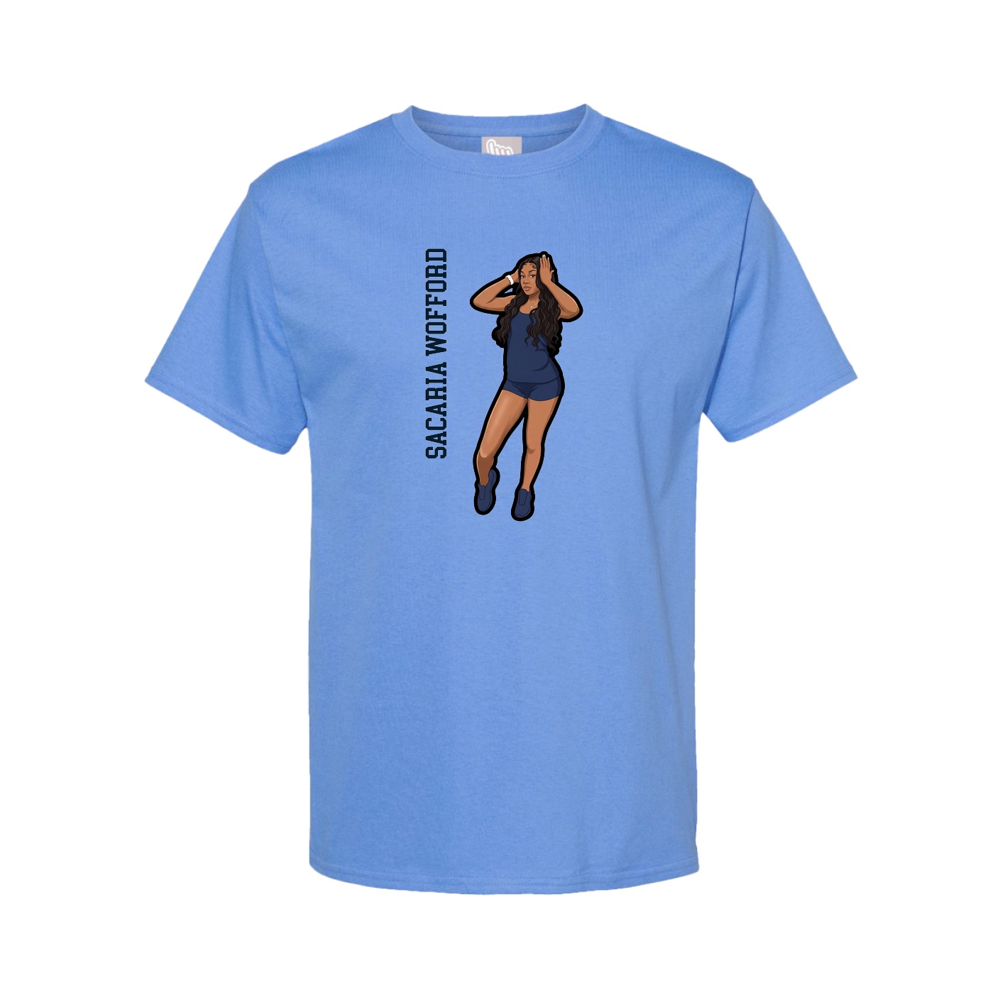 Tee — Name Vertical in Powder Blue