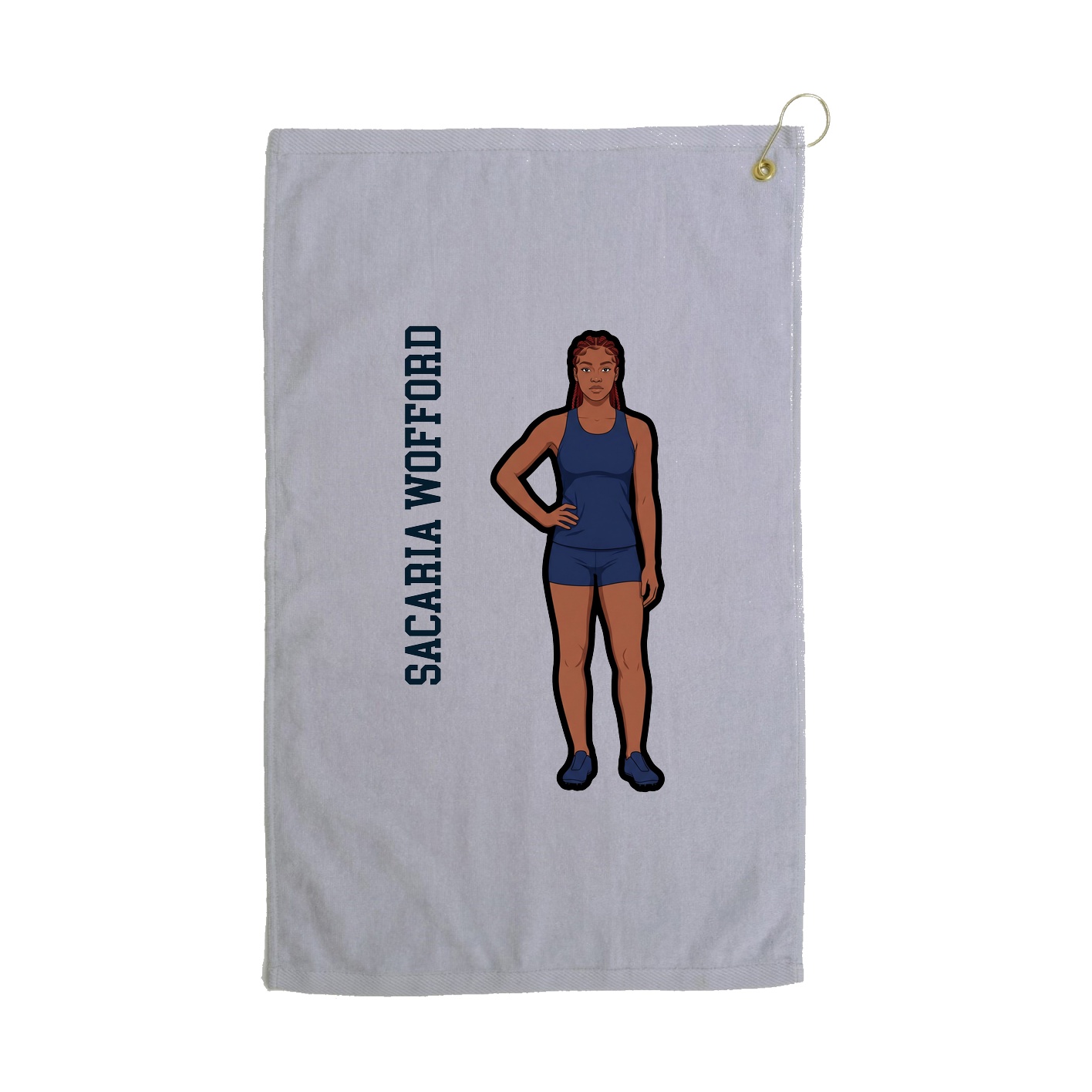 Golf Towel — Name Vertical in Grey