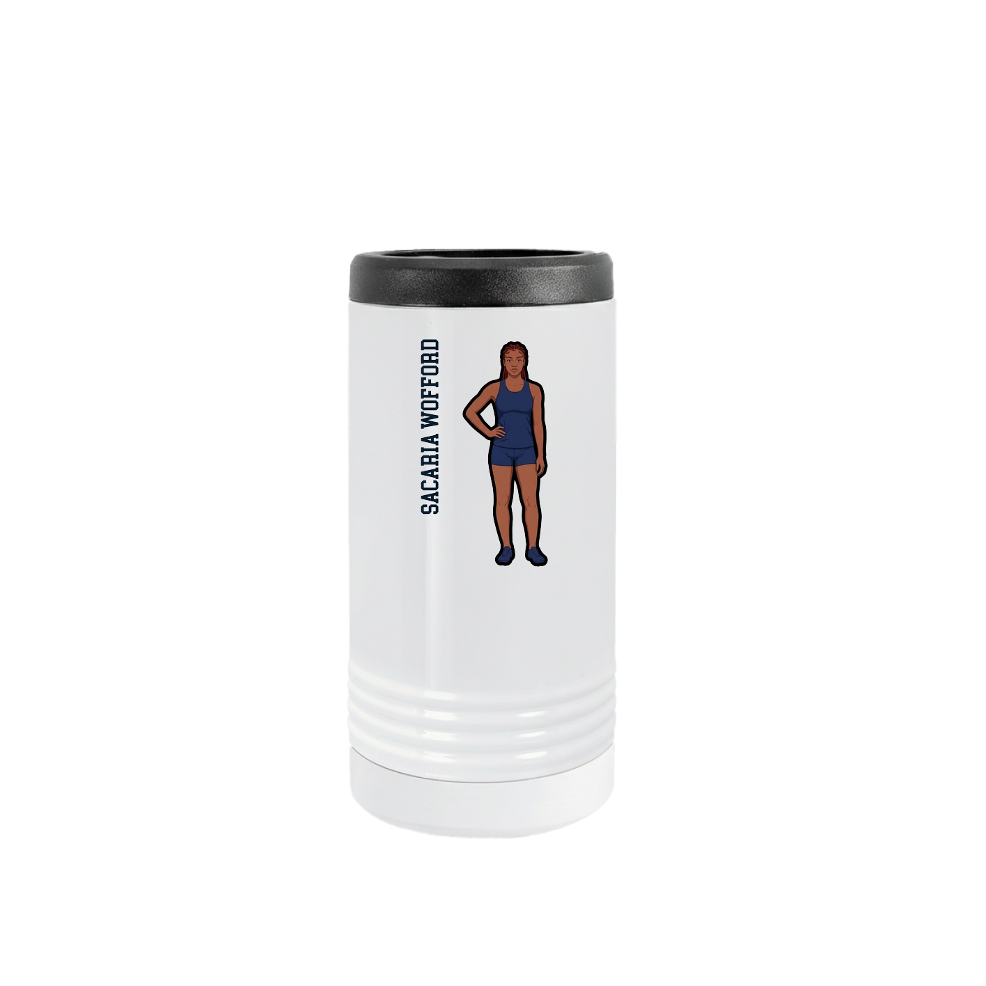 Slim Beverage Holder — Name Vertical in White