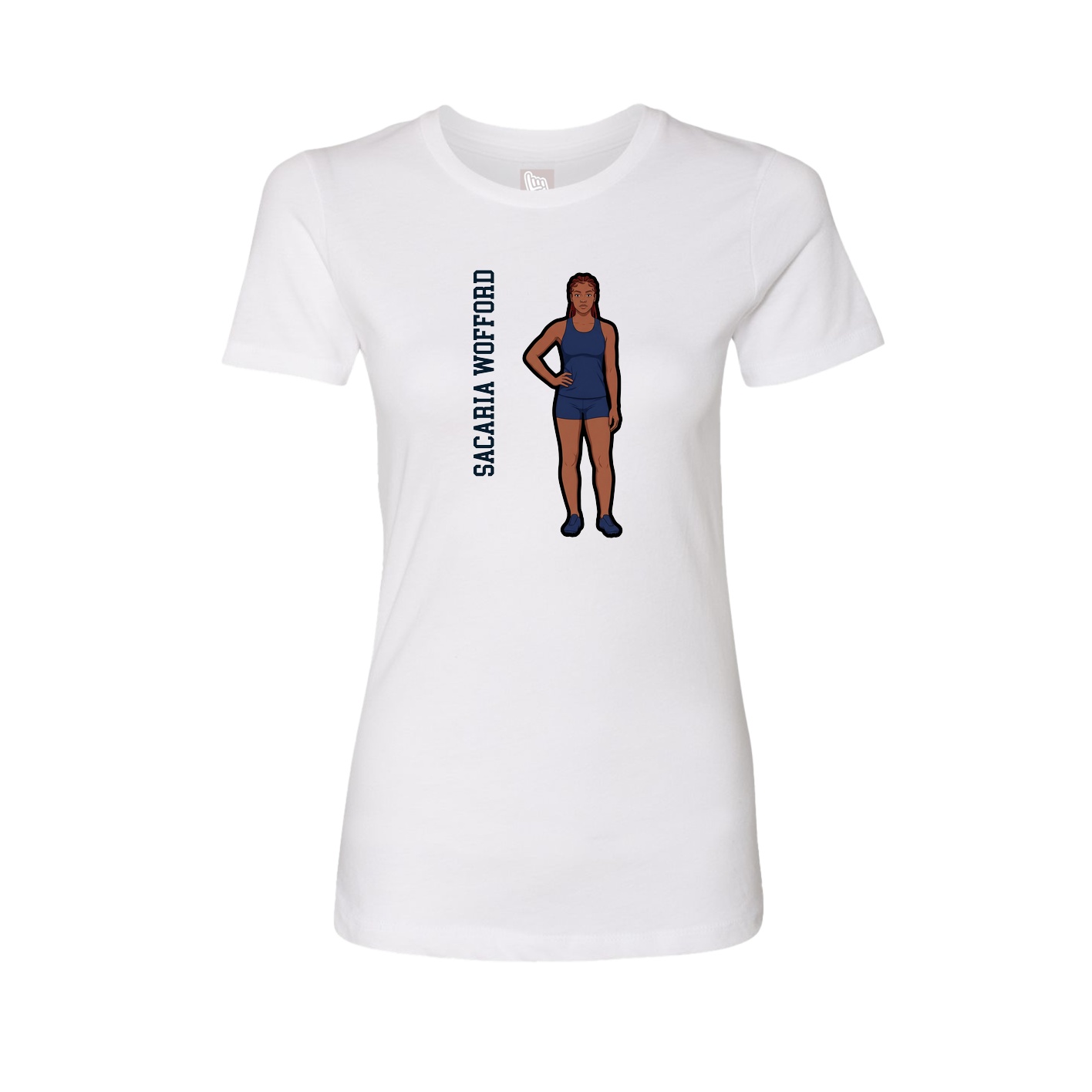 Fitted Women's Tee — Name Vertical in White