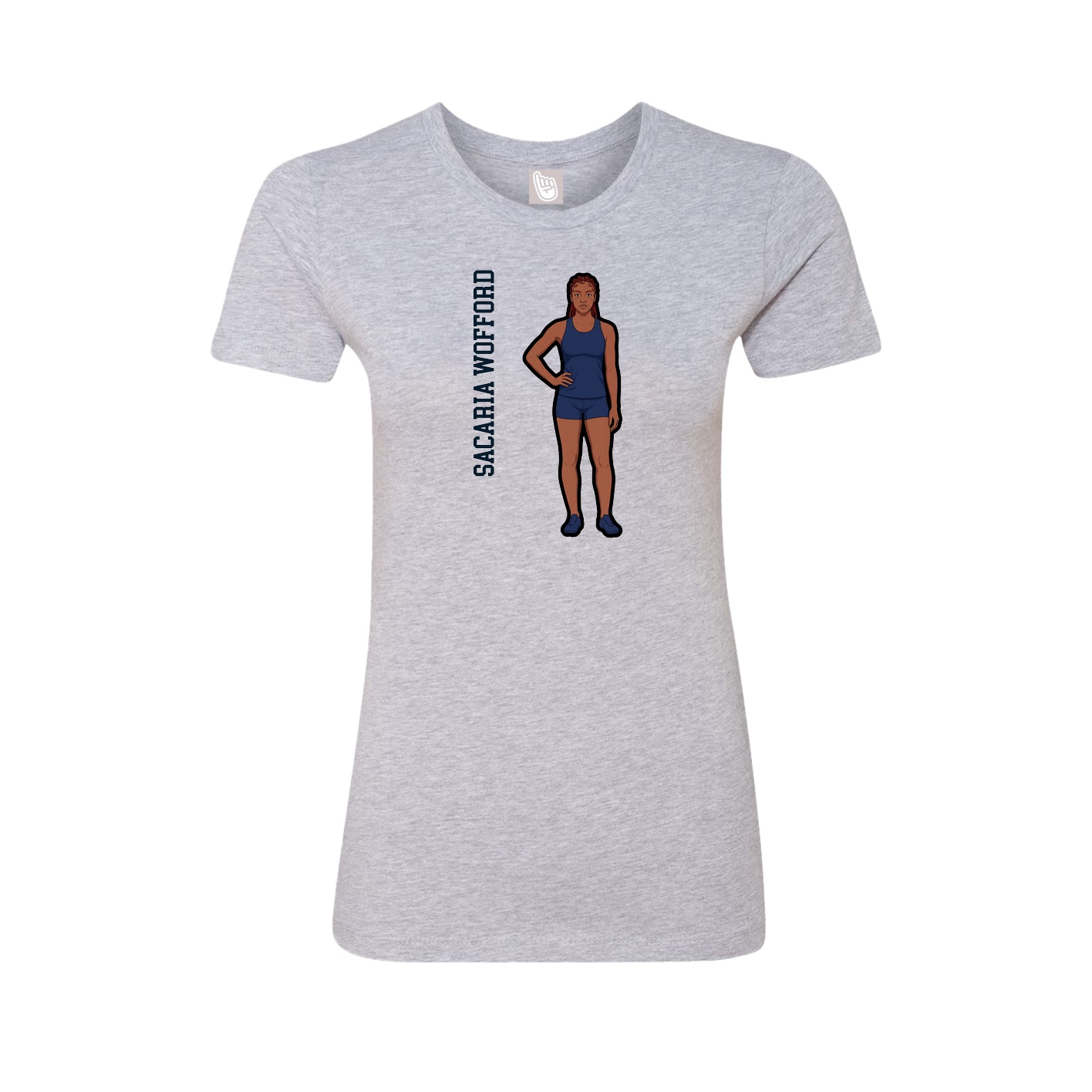Womens Tee — Name Vertical in Grey