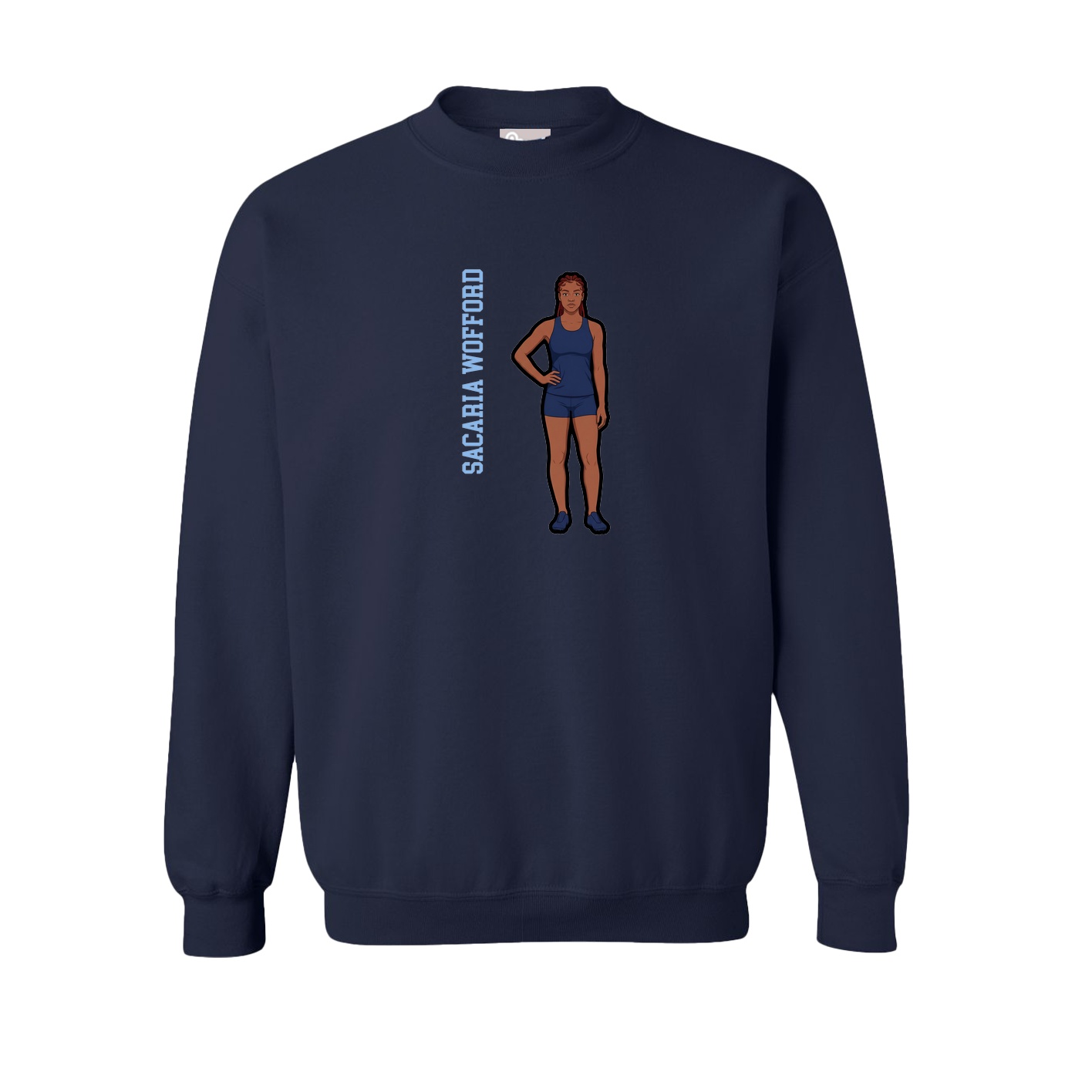 Fleece Crew — Name Vertical in Navy