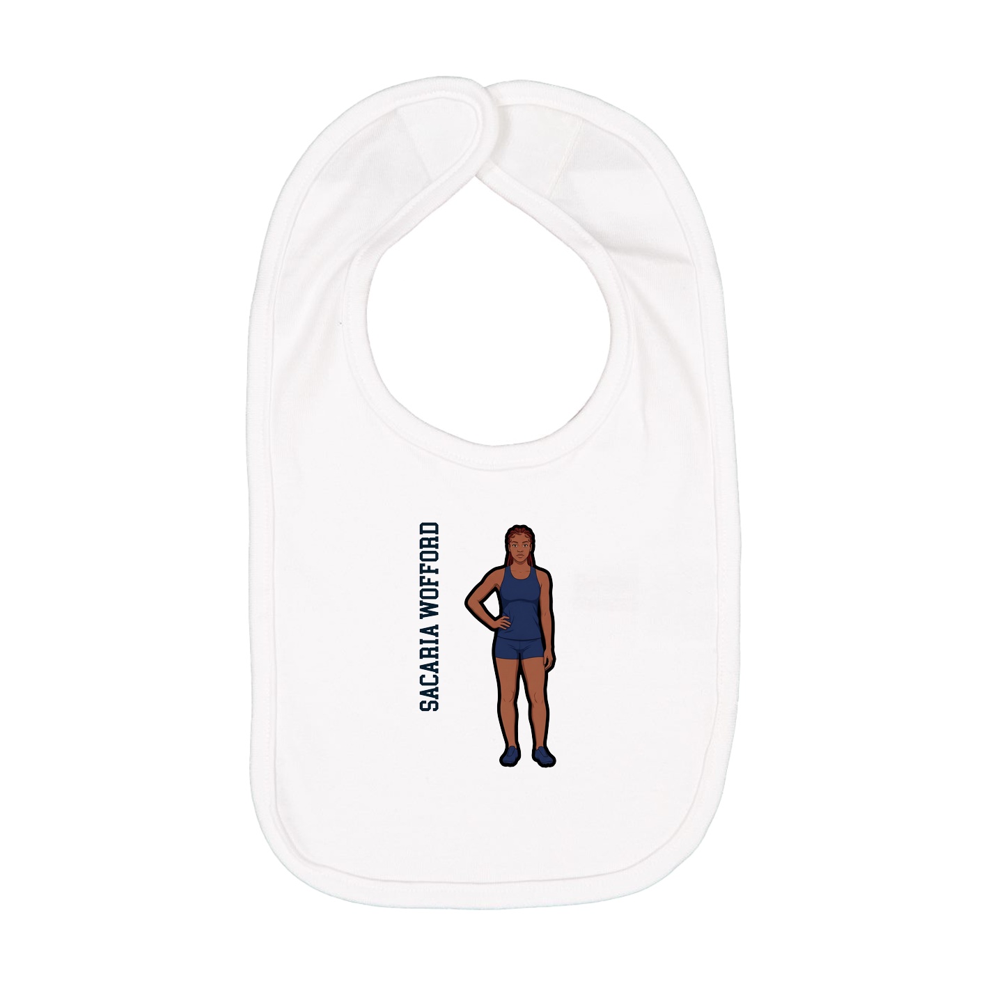 Infant Bib — Name Vertical in White