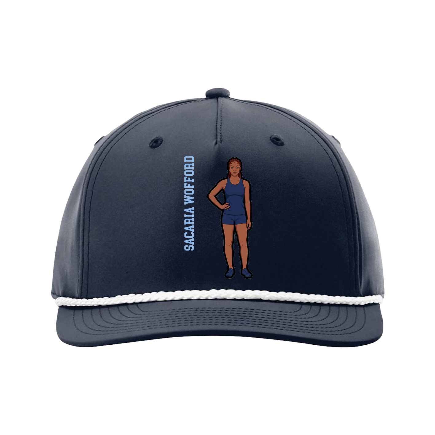 Five-Panel Classic Rope Cap — Name Vertical in Navy